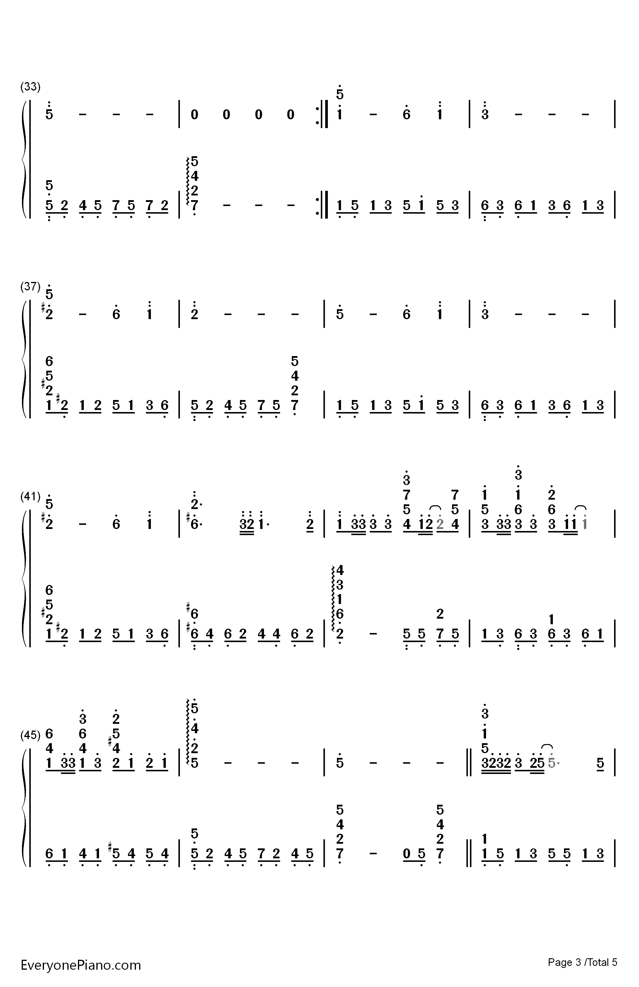 情人钢琴简谱-数字双手-Beyond3