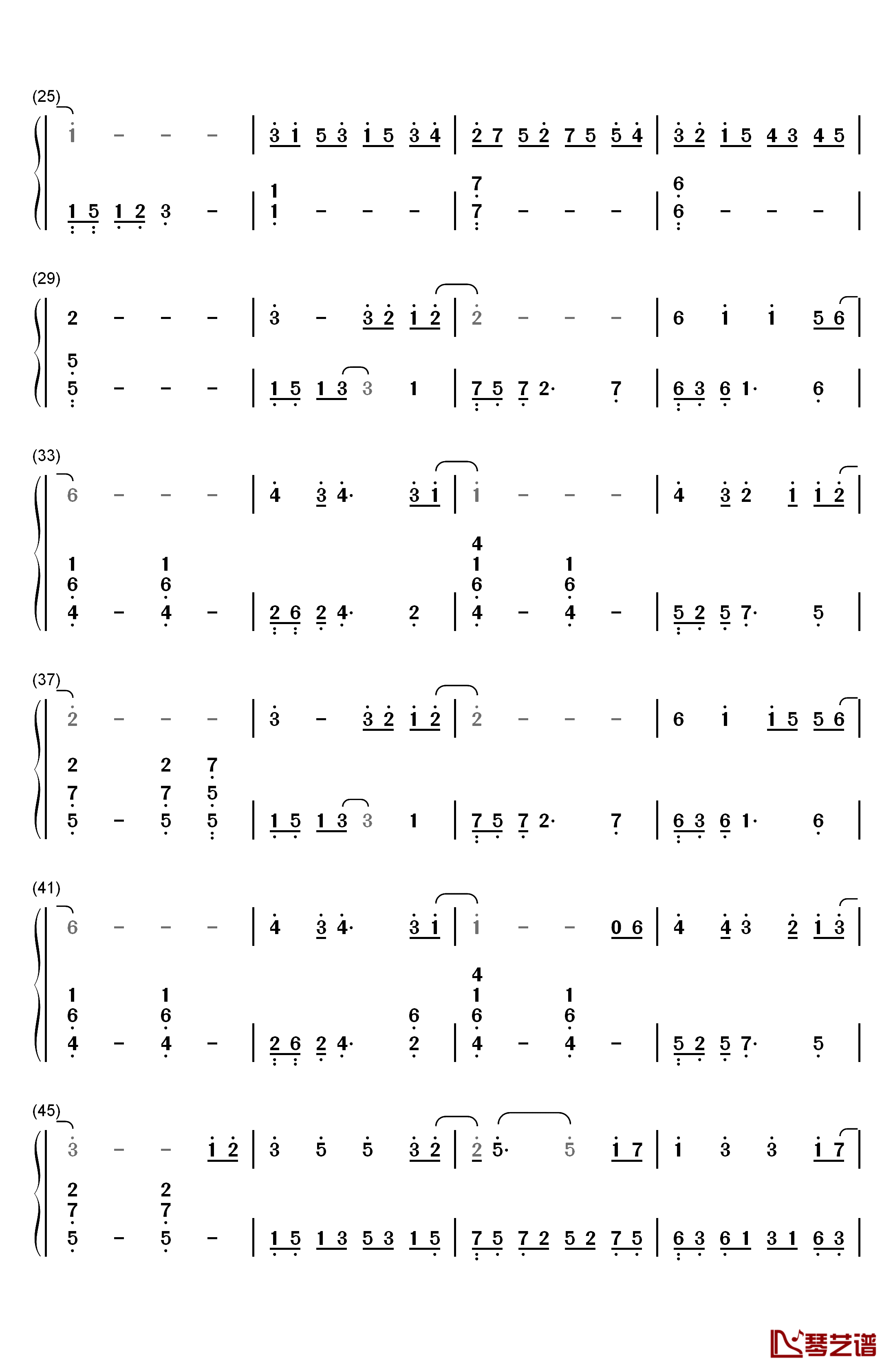 地铁等待钢琴简谱-数字双手-宋孟君2