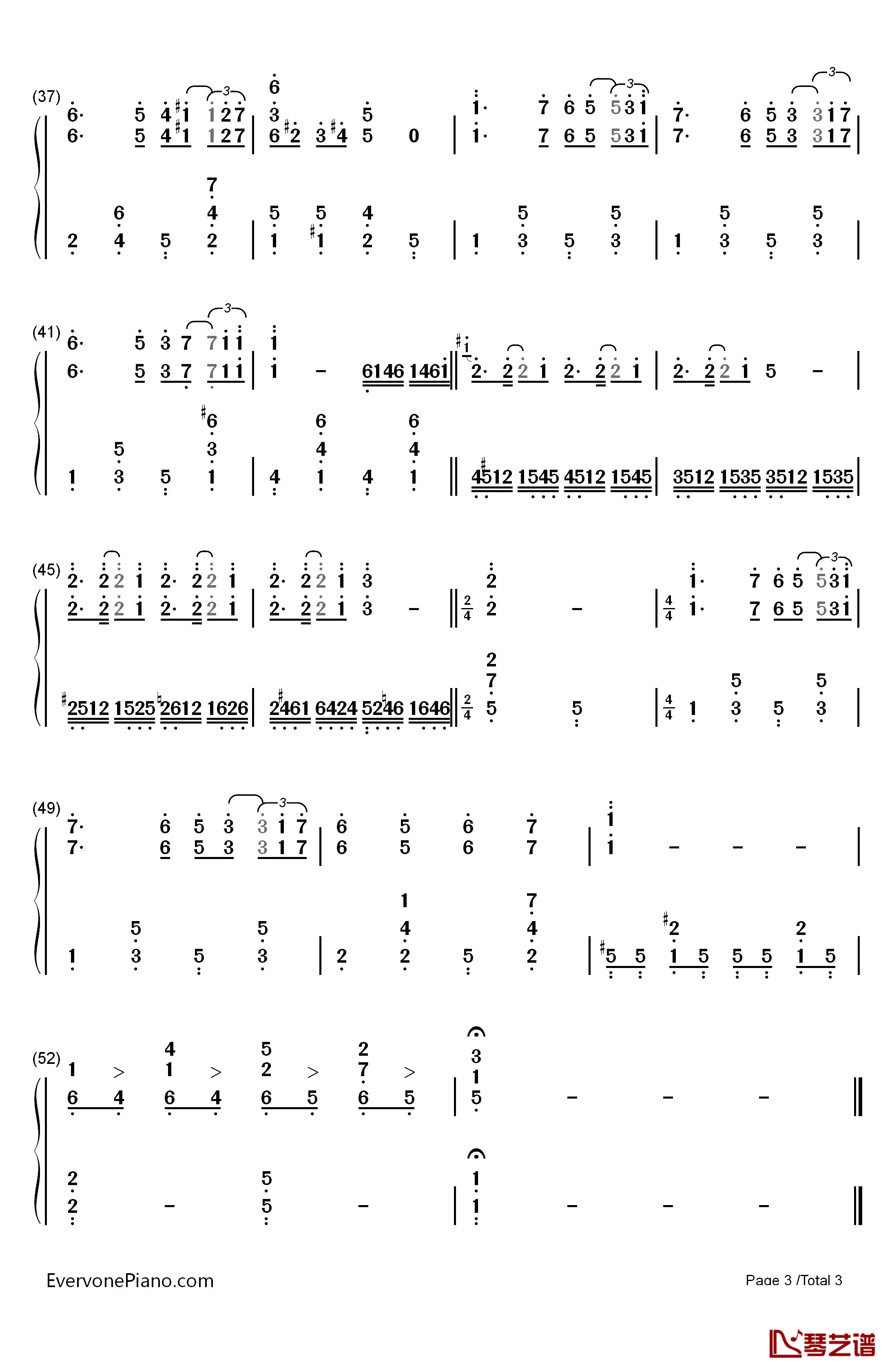 玫瑰色的人生钢琴简谱-数字双手-理查德·克莱德曼3