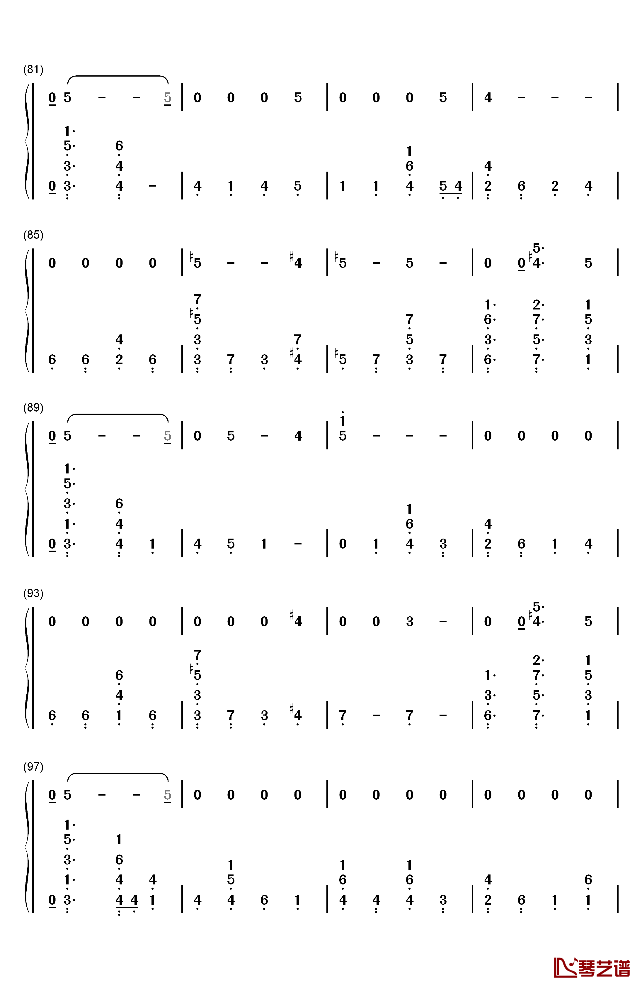 Running钢琴简谱-数字双手-Dua Lipa5