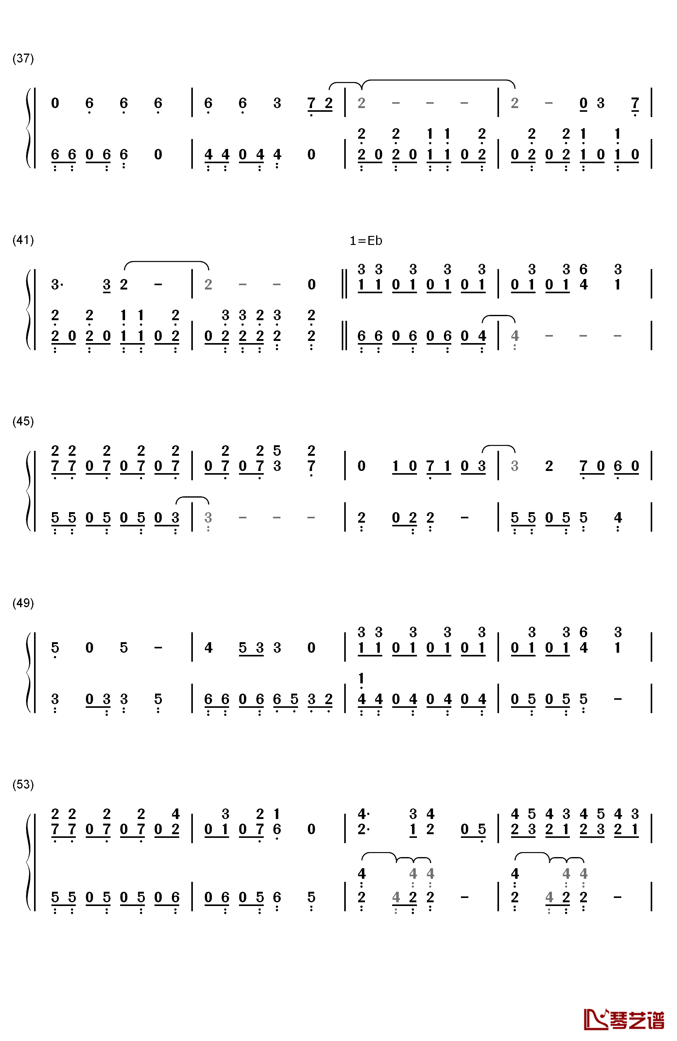 10年樱钢琴简谱-数字双手-AKB483