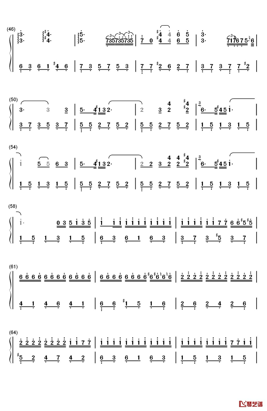 您自己钢琴简谱-数字双手-兰格4