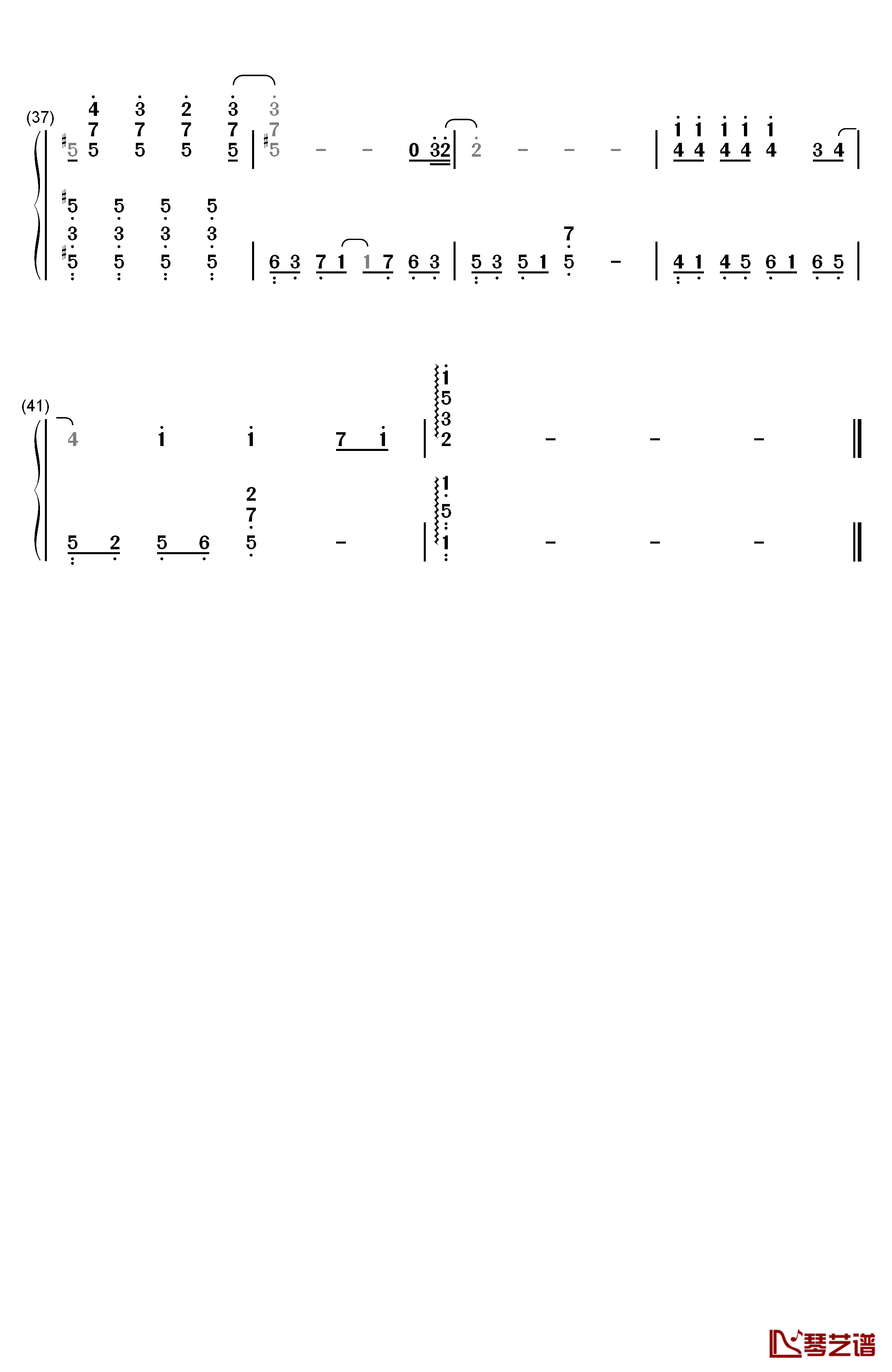 追钢琴简谱-数字双手-张国荣3