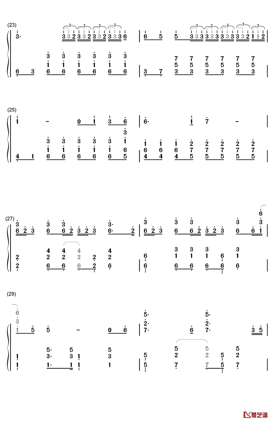 Trap钢琴简谱-数字双手-刘宪华4