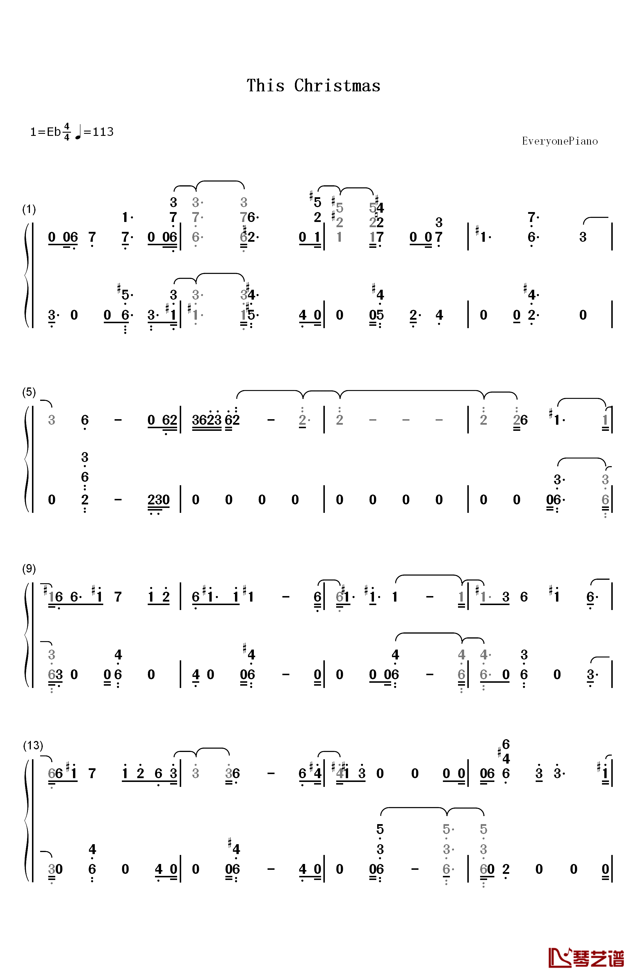 This Christmas钢琴简谱-数字双手-金泰妍1