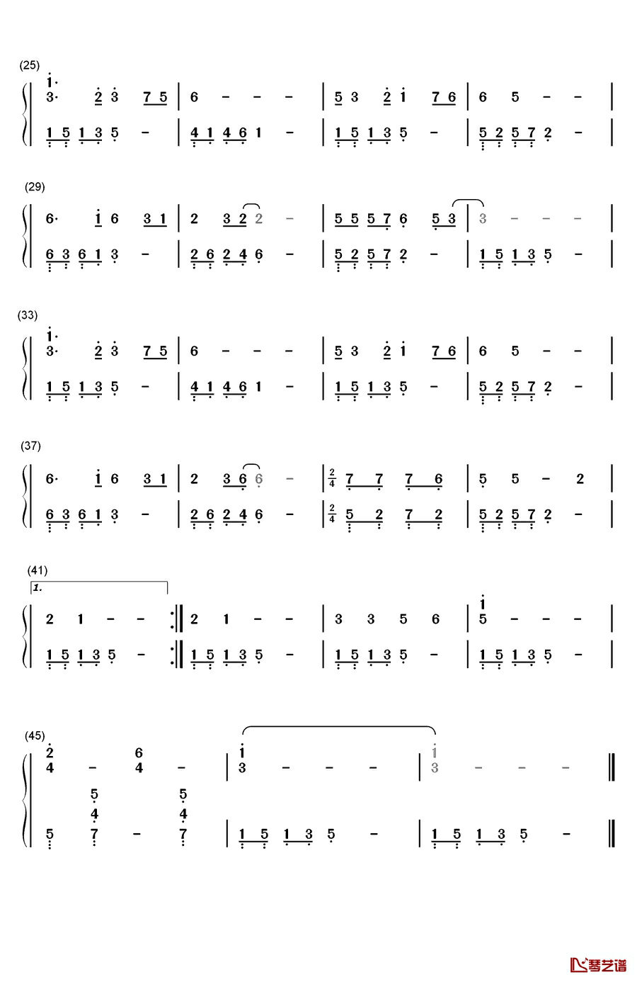 母亲河钢琴简谱-数字双手-彭丽媛2