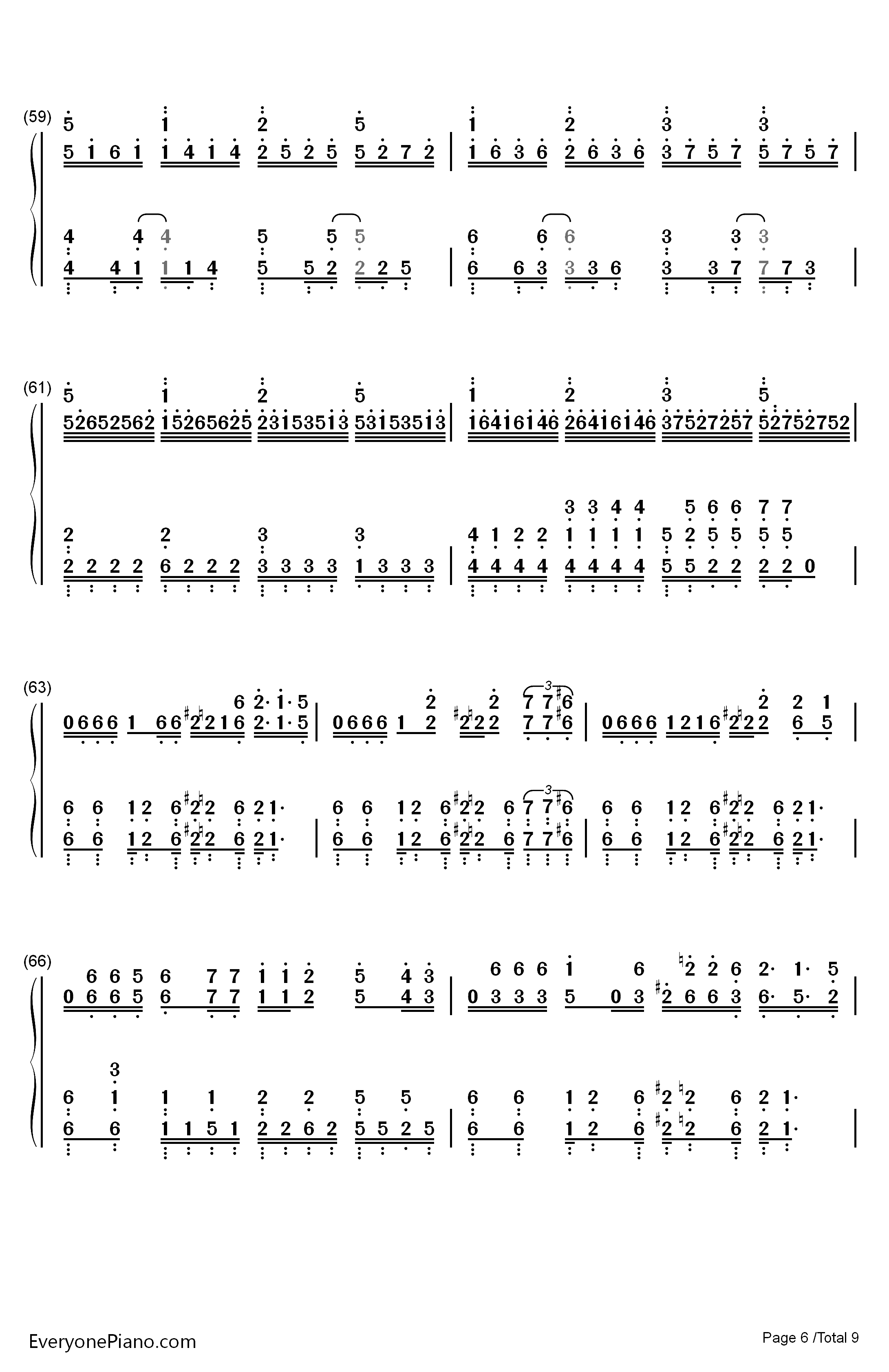 ADAMAS钢琴简谱-数字双手-LiSA6