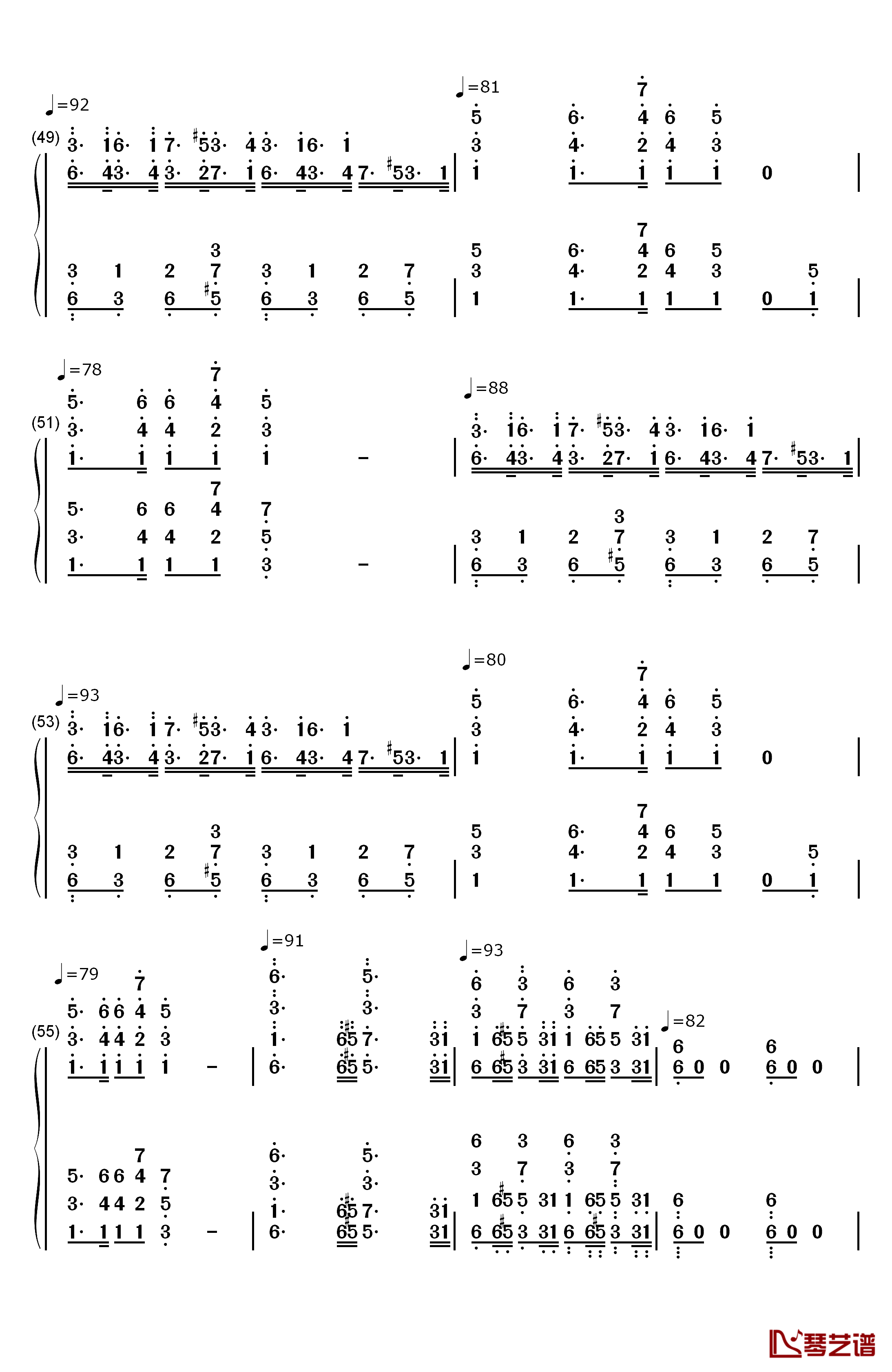 葛里格钢琴变奏曲钢琴简谱-数字双手-爱德华·格里格7