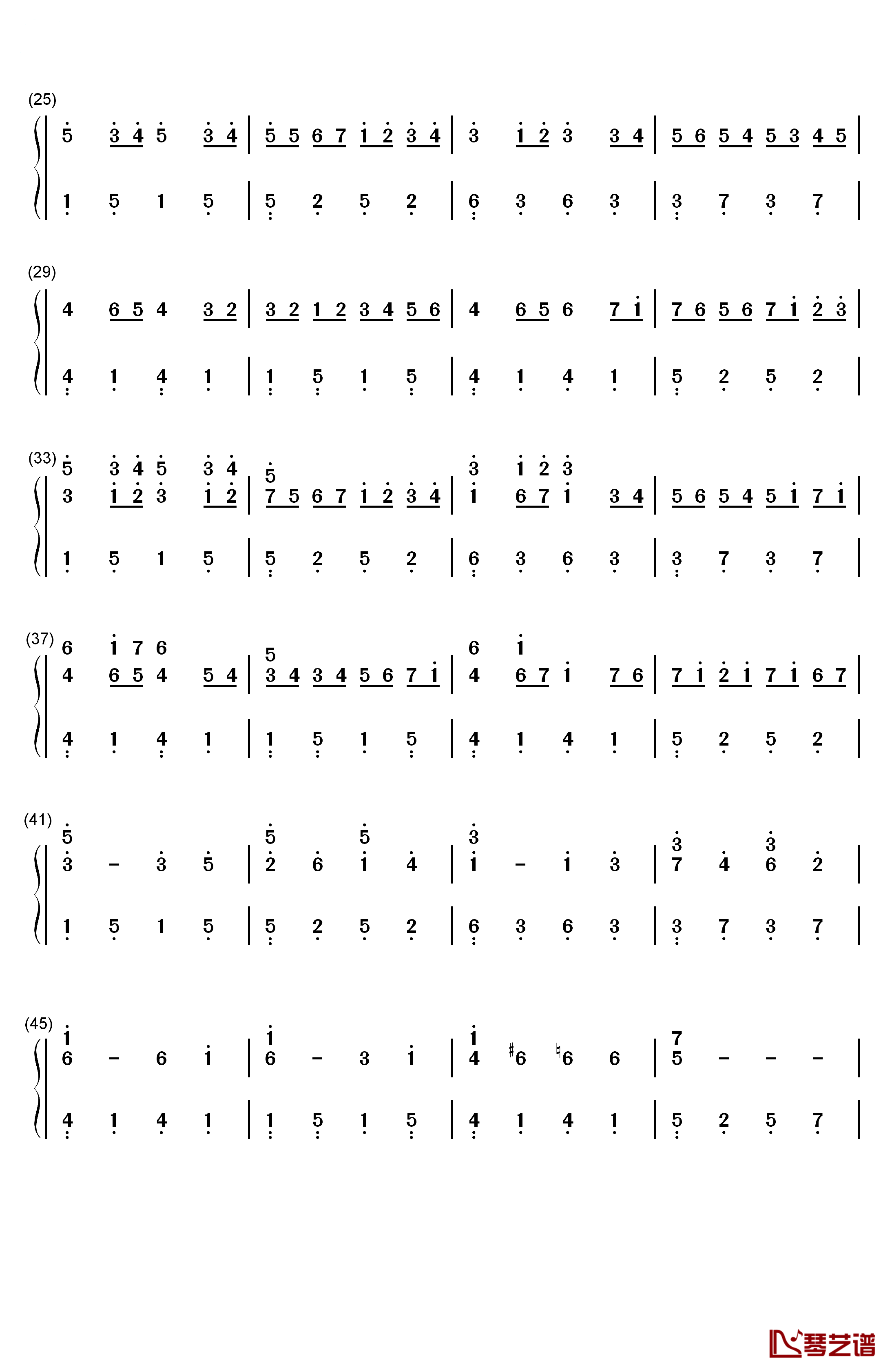 D大调卡农钢琴简谱-数字双手-帕赫贝尔2