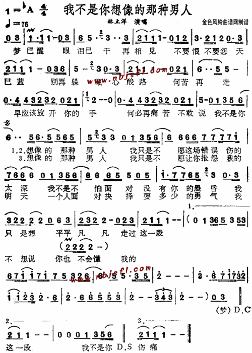 我不是你想像的那种男人--林立洋简谱1