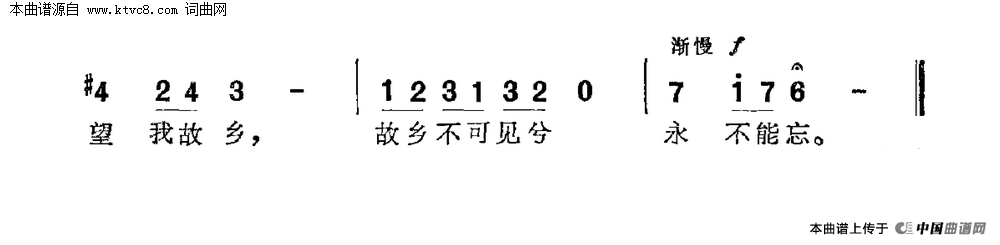 望故乡望故乡于右望故乡任词 董卫曲简谱1