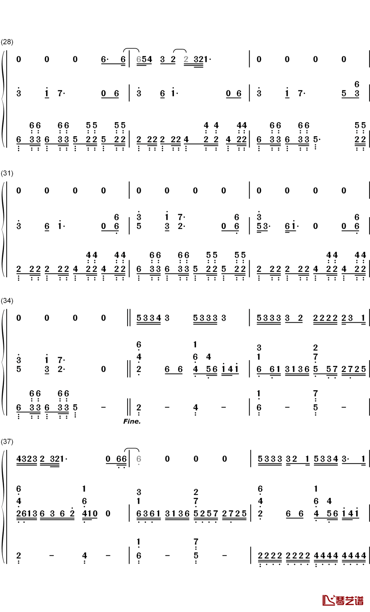 Idfc钢琴简谱-数字双手-Blackbear4