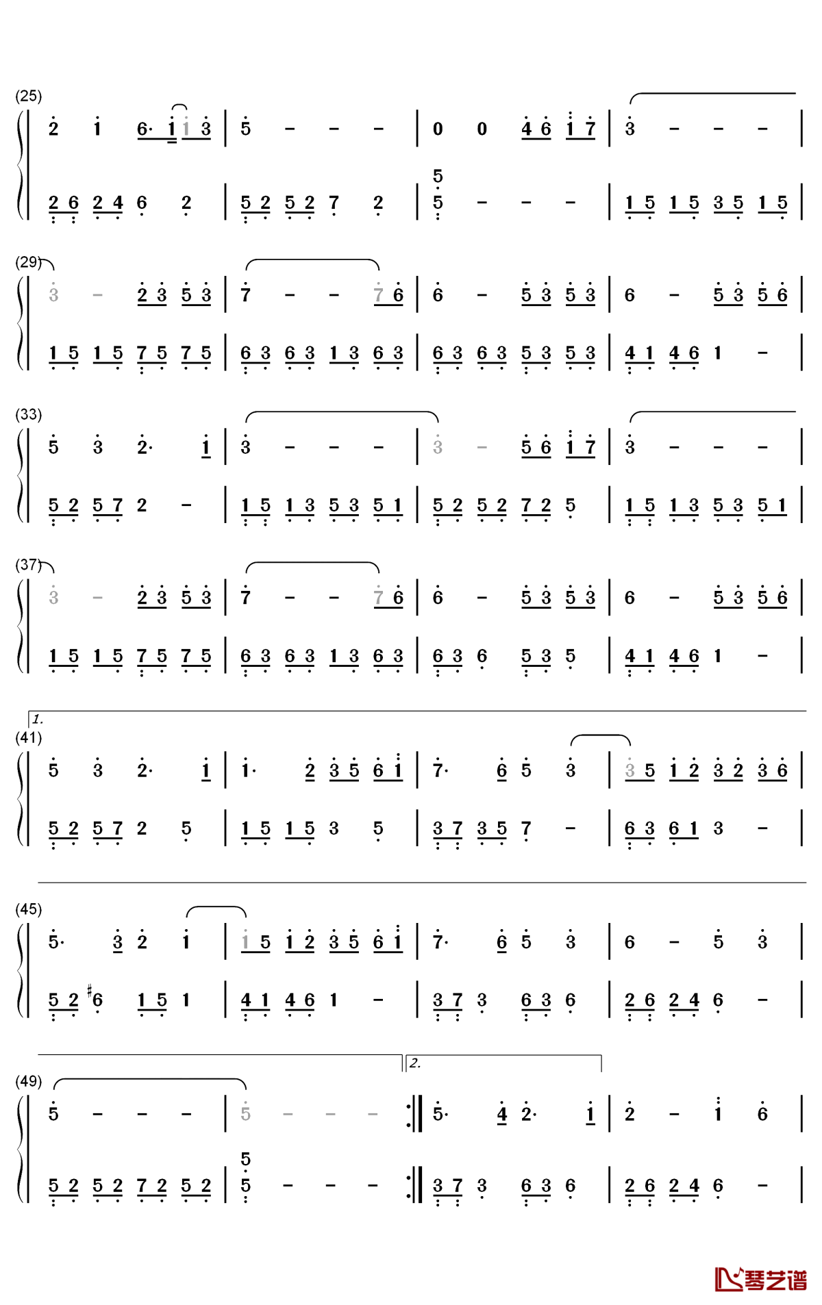 花西子钢琴简谱-数字双手-周深2