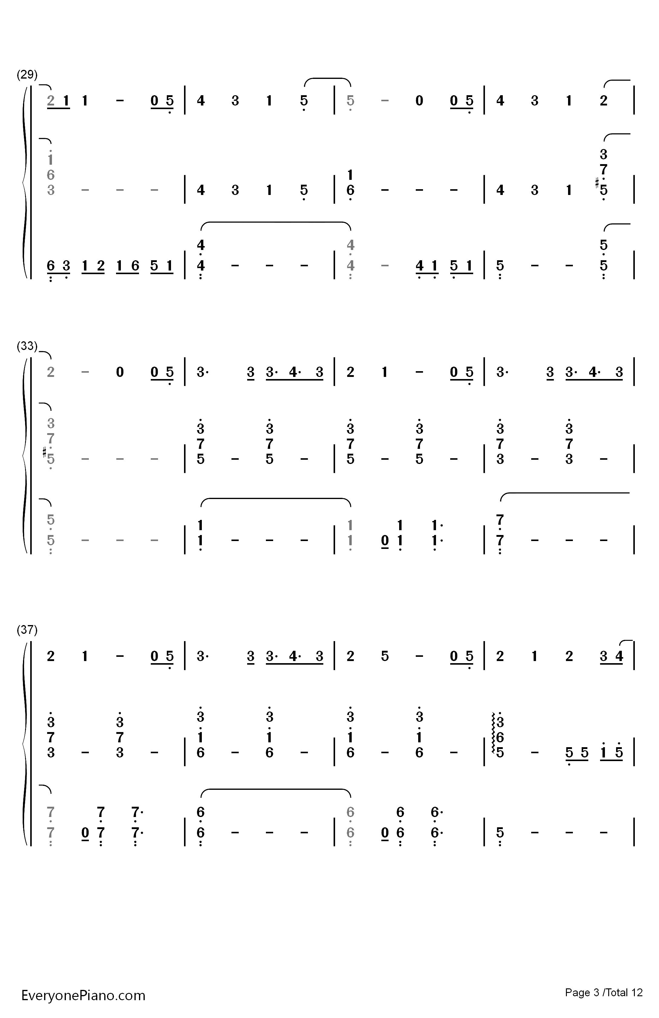 慢慢走钢琴简谱-数字双手-许魏洲3