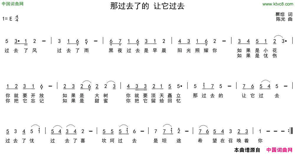 那过去了的让它过去简谱1