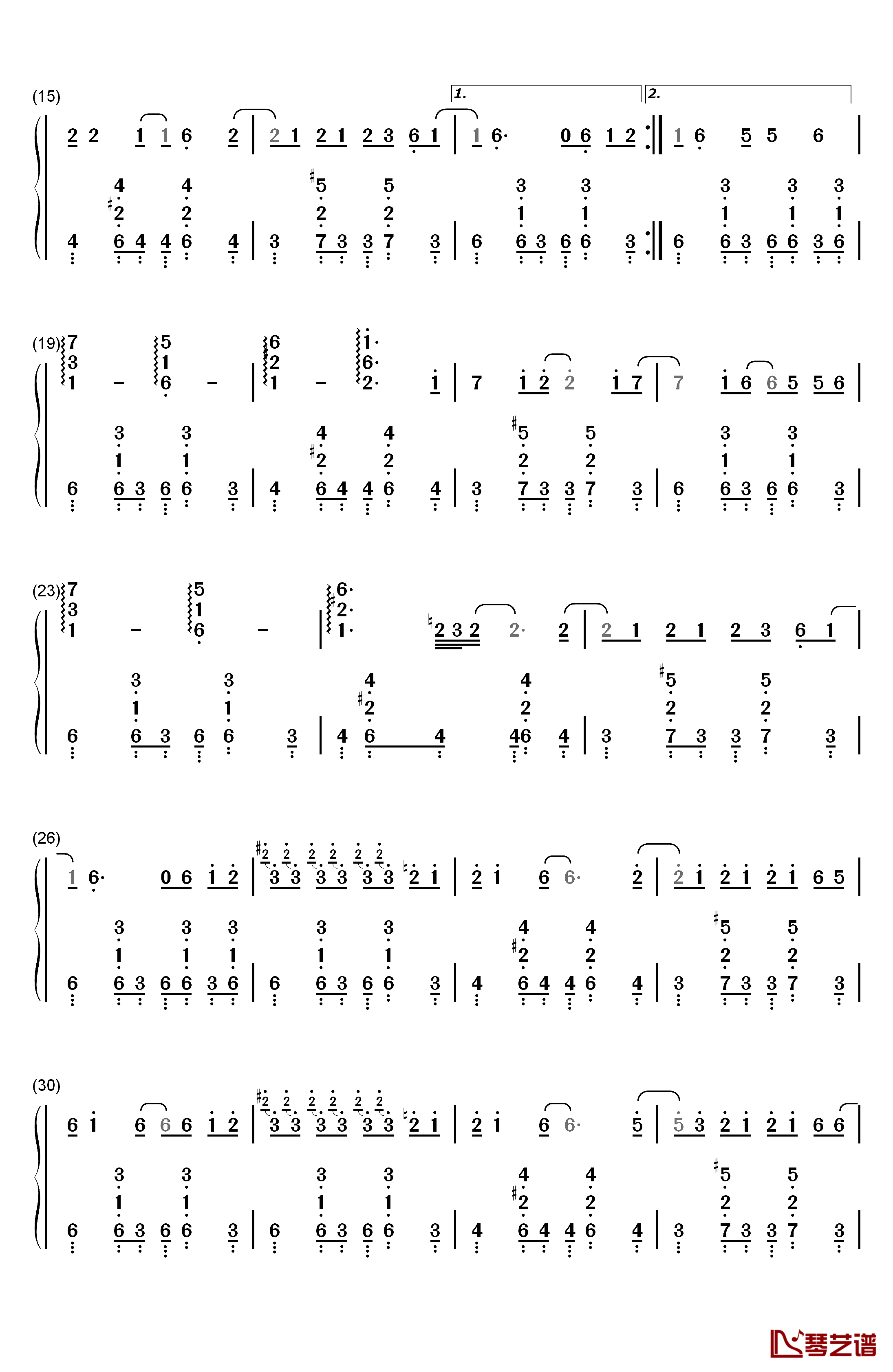 流浪诗人钢琴简谱-数字双手-周杰伦2