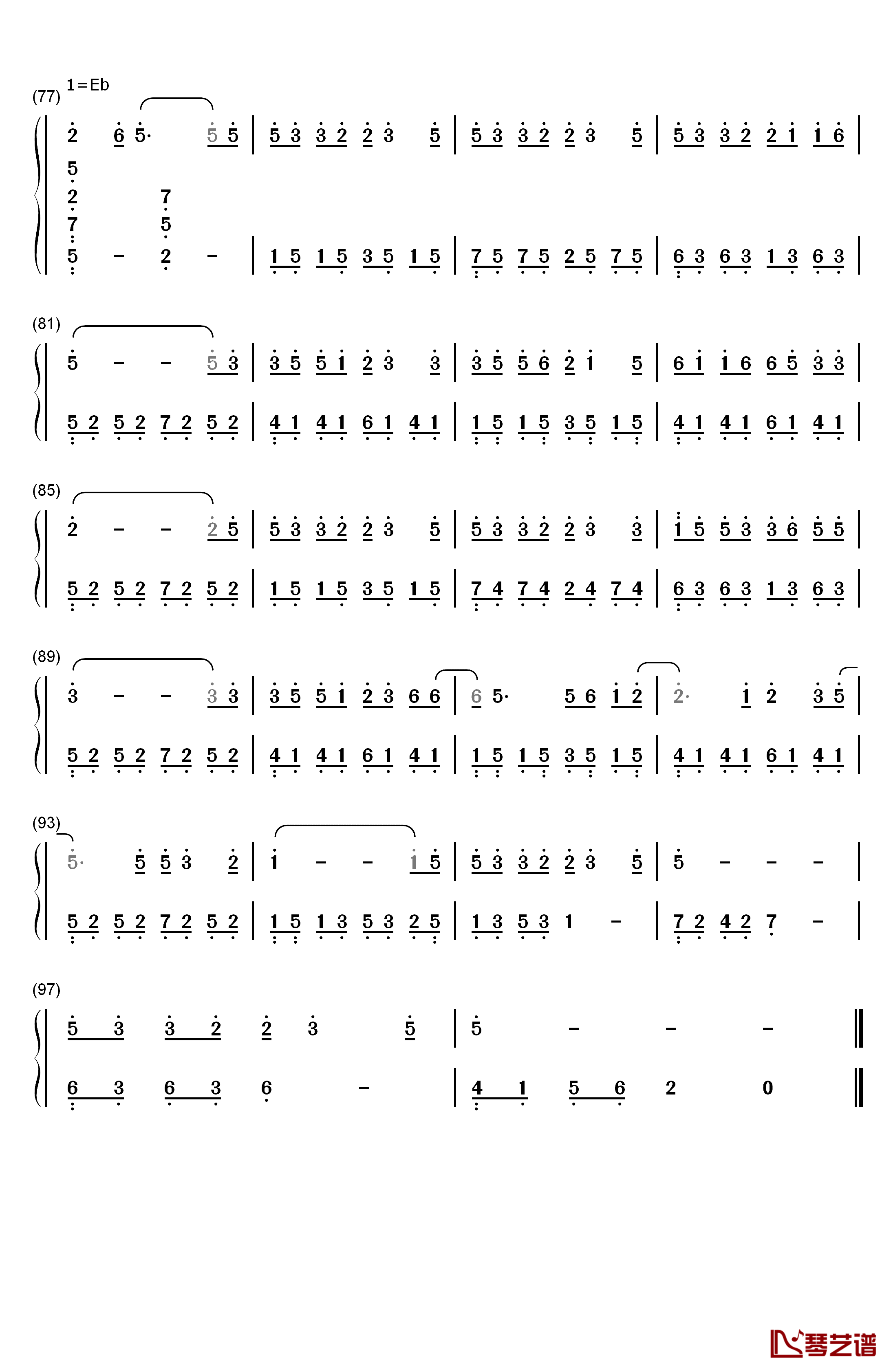 画中仙钢琴简谱-数字双手-金莎4