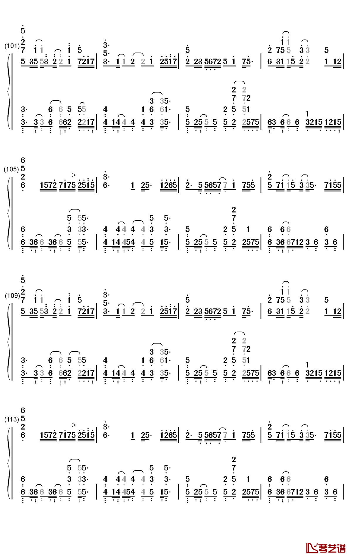 Lightning Moment钢琴简谱-DJ OKAWARI歌曲-数字双手曲谱7