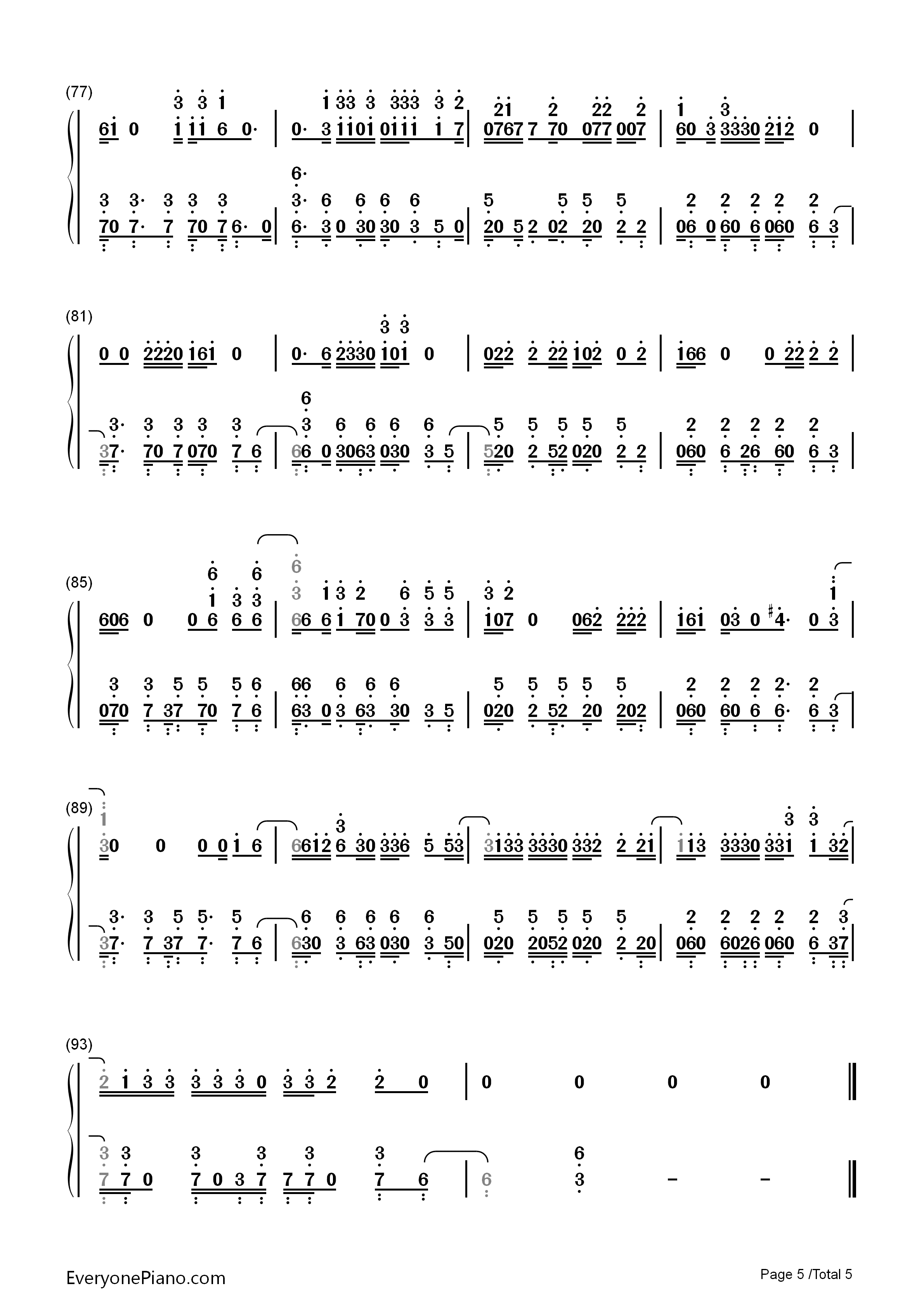 Unforgettable钢琴简谱-French Montana演唱5