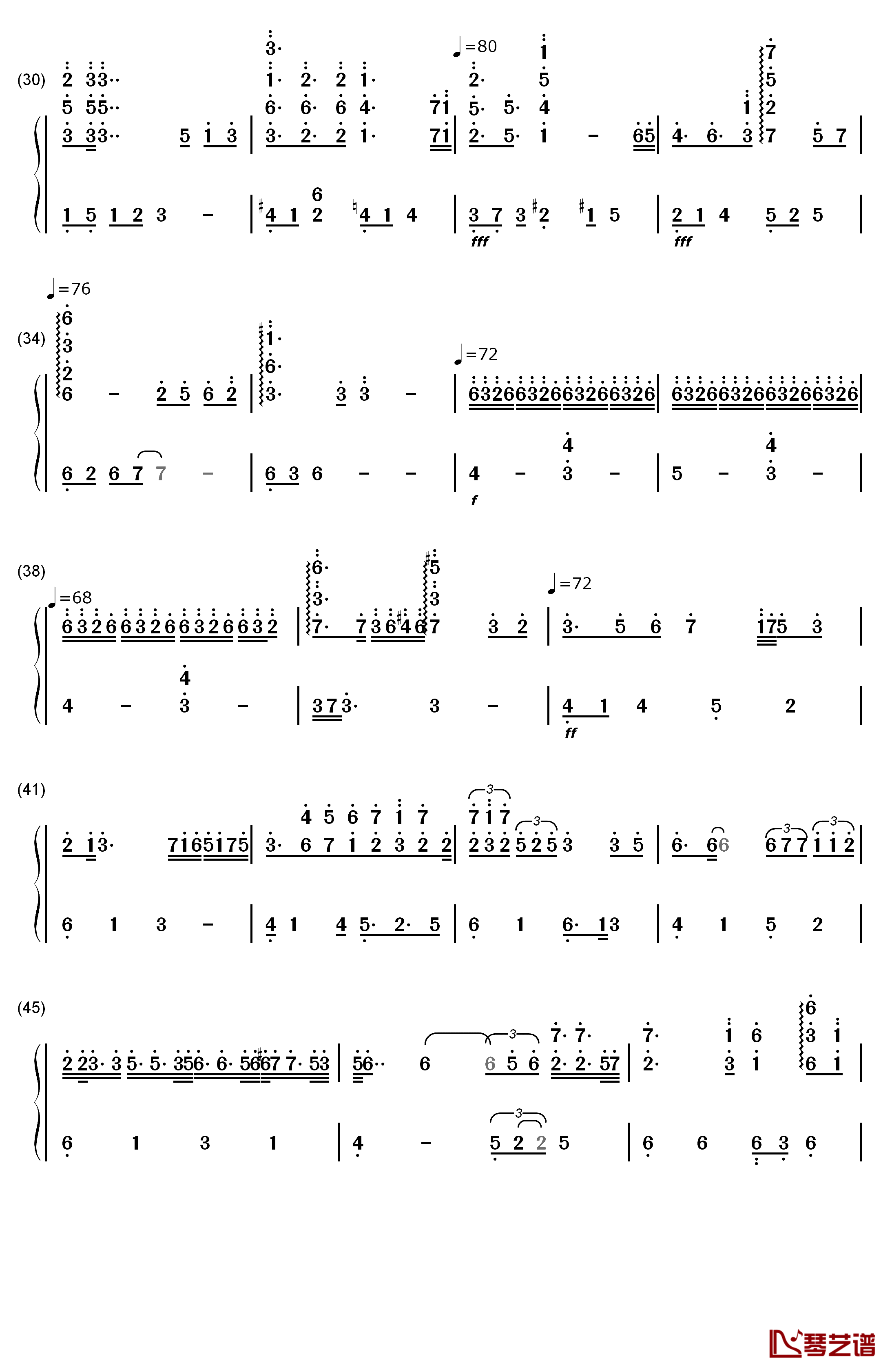 あなたを想いたい钢琴简谱-数字双手-池田春菜3