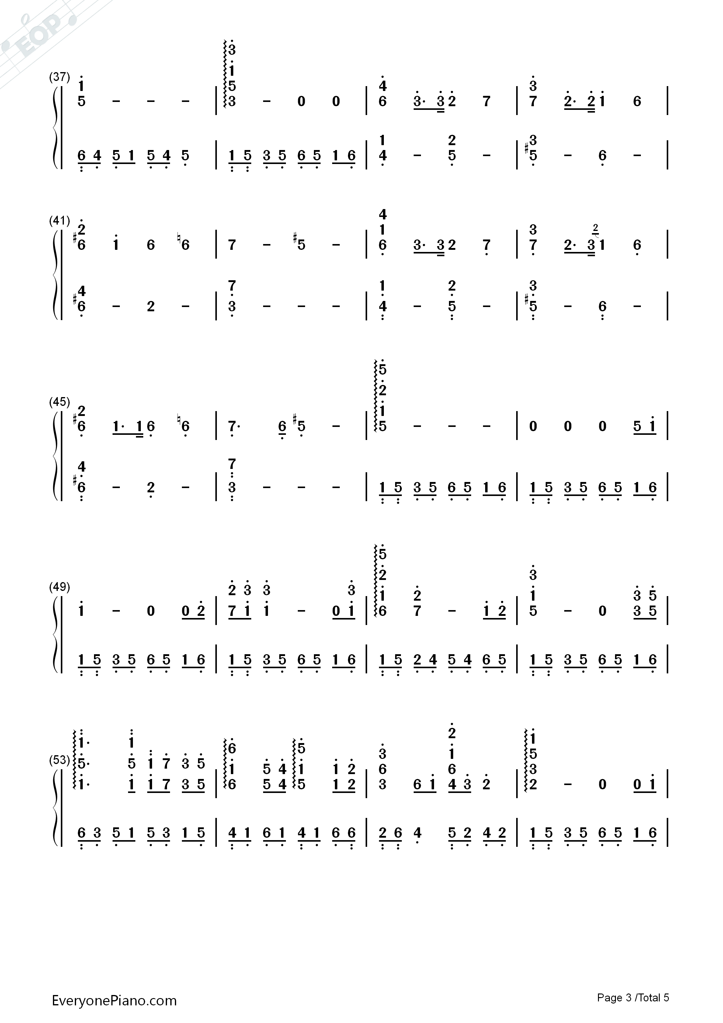 幽灵公主片尾曲钢琴简谱-久石让  Joe Hisaishi 宫崎骏演唱3