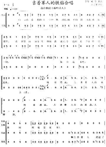 吉普赛人的铁钻合唱简谱1