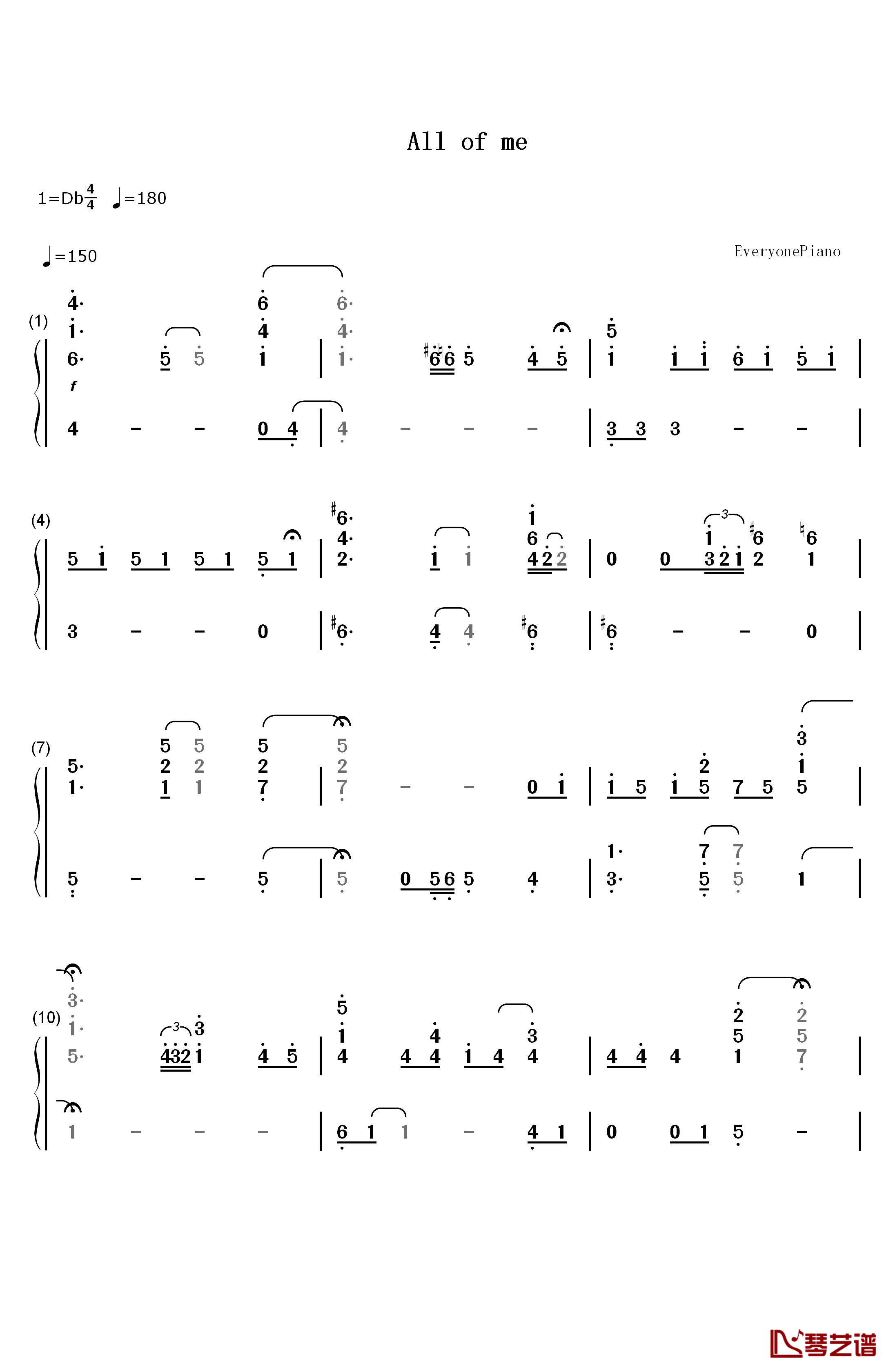 All of Me钢琴简谱-数字双手-Jon Schmidt1