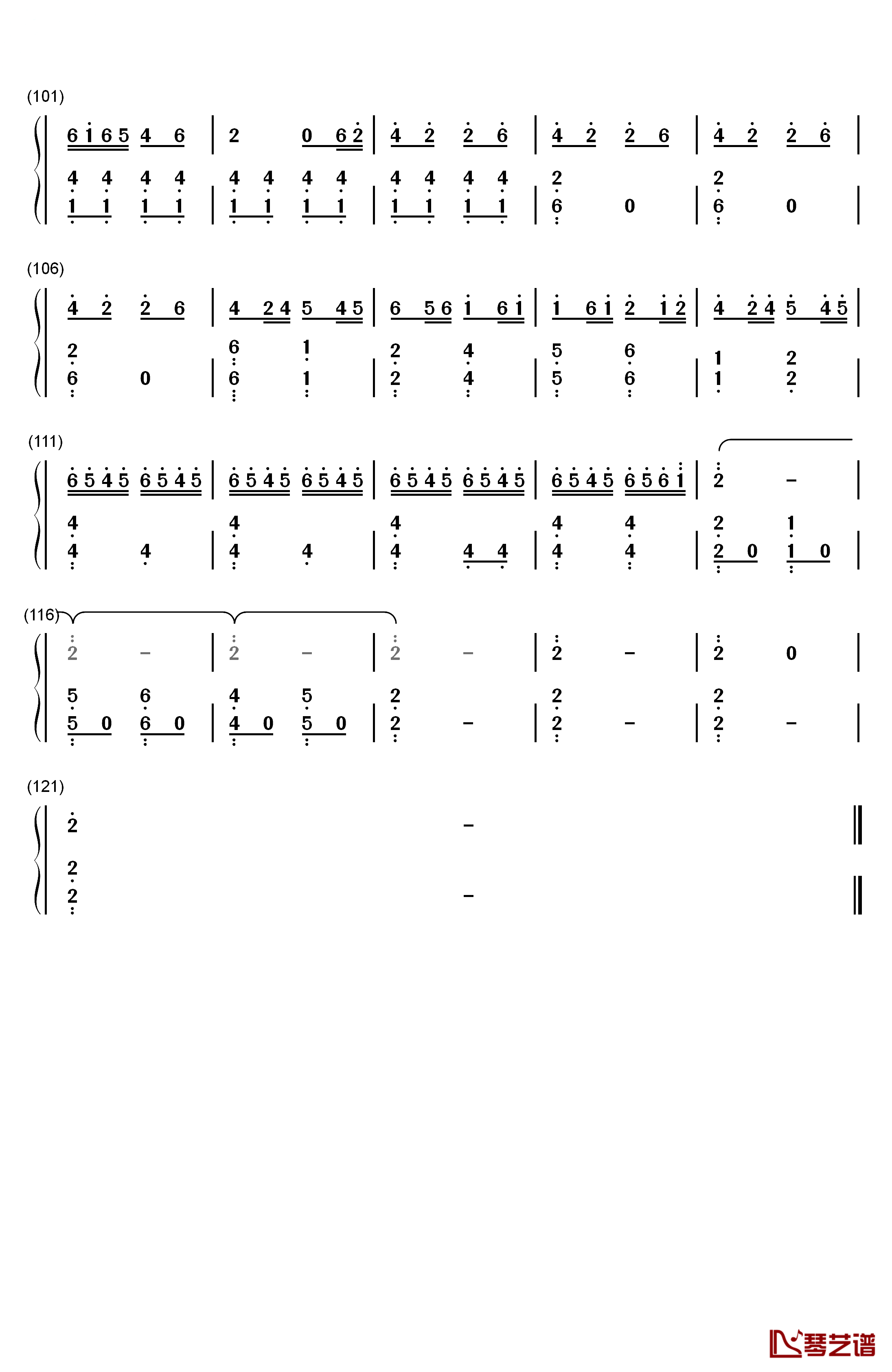 赛马钢琴简谱-数字双手-黄海怀4