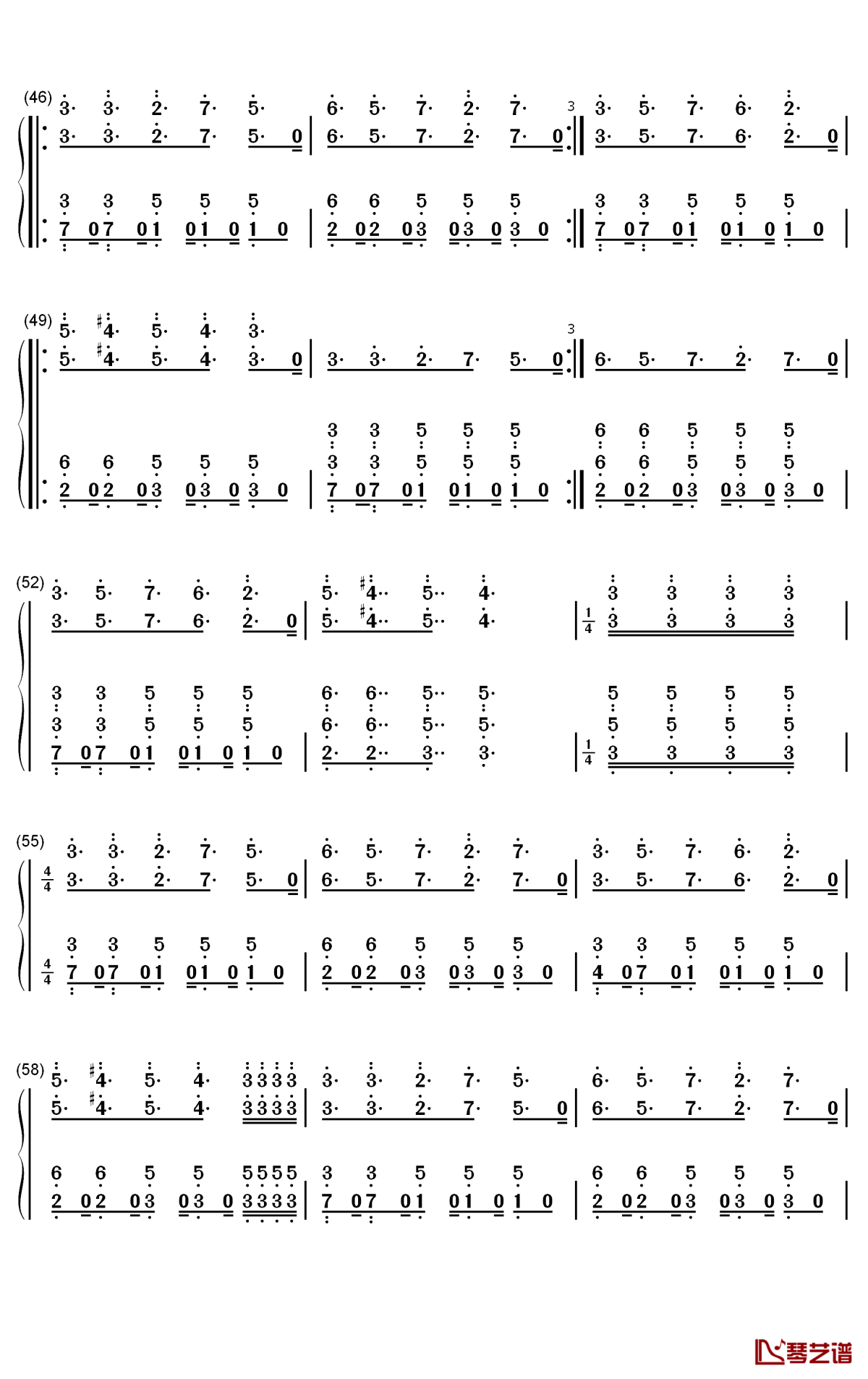 Higher钢琴简谱-数字双手-Tobu4