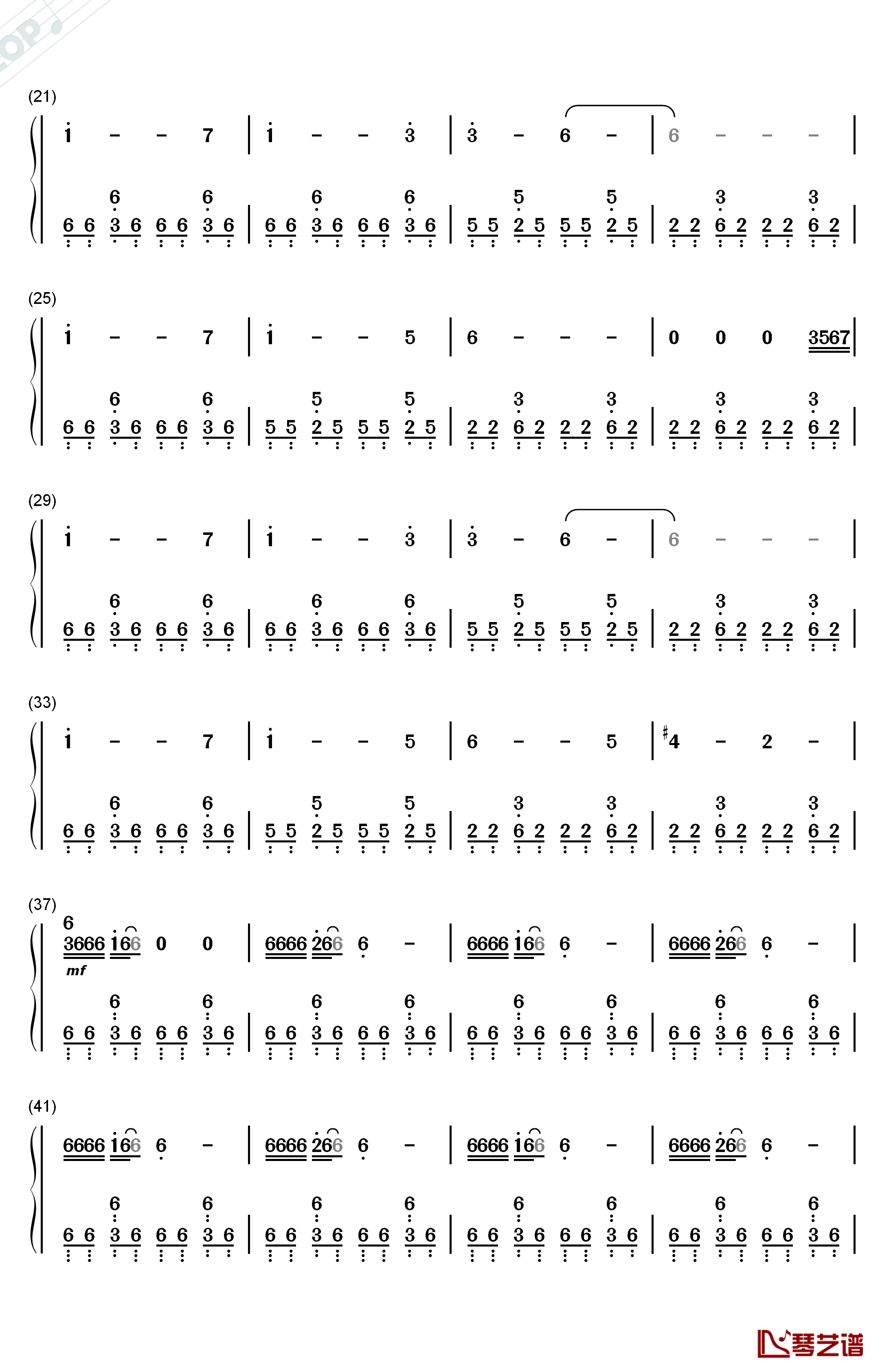 Sky钢琴简谱-数字双手-猎豹移动公司2