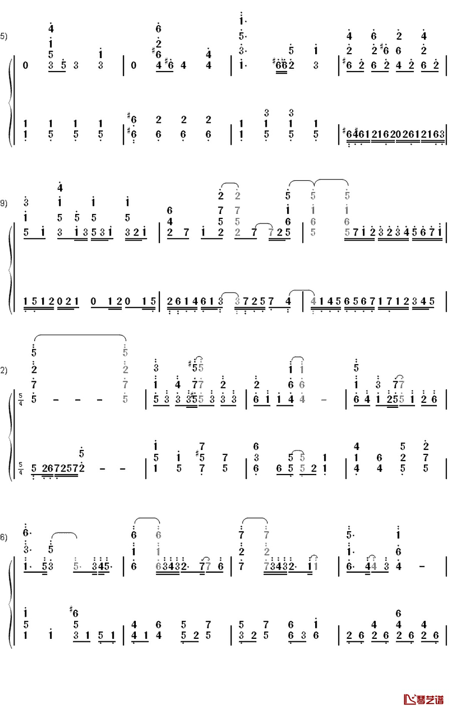 恋文钢琴简谱-数字双手-やなぎなぎ4