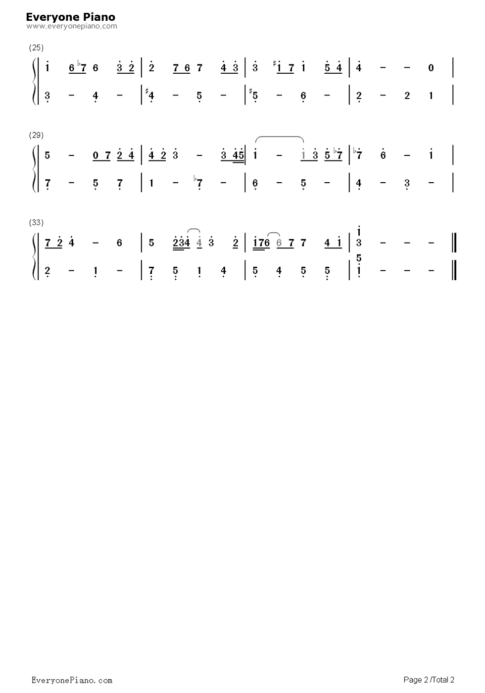 G弦上的咏叹调钢琴简谱-数字双手-巴赫2