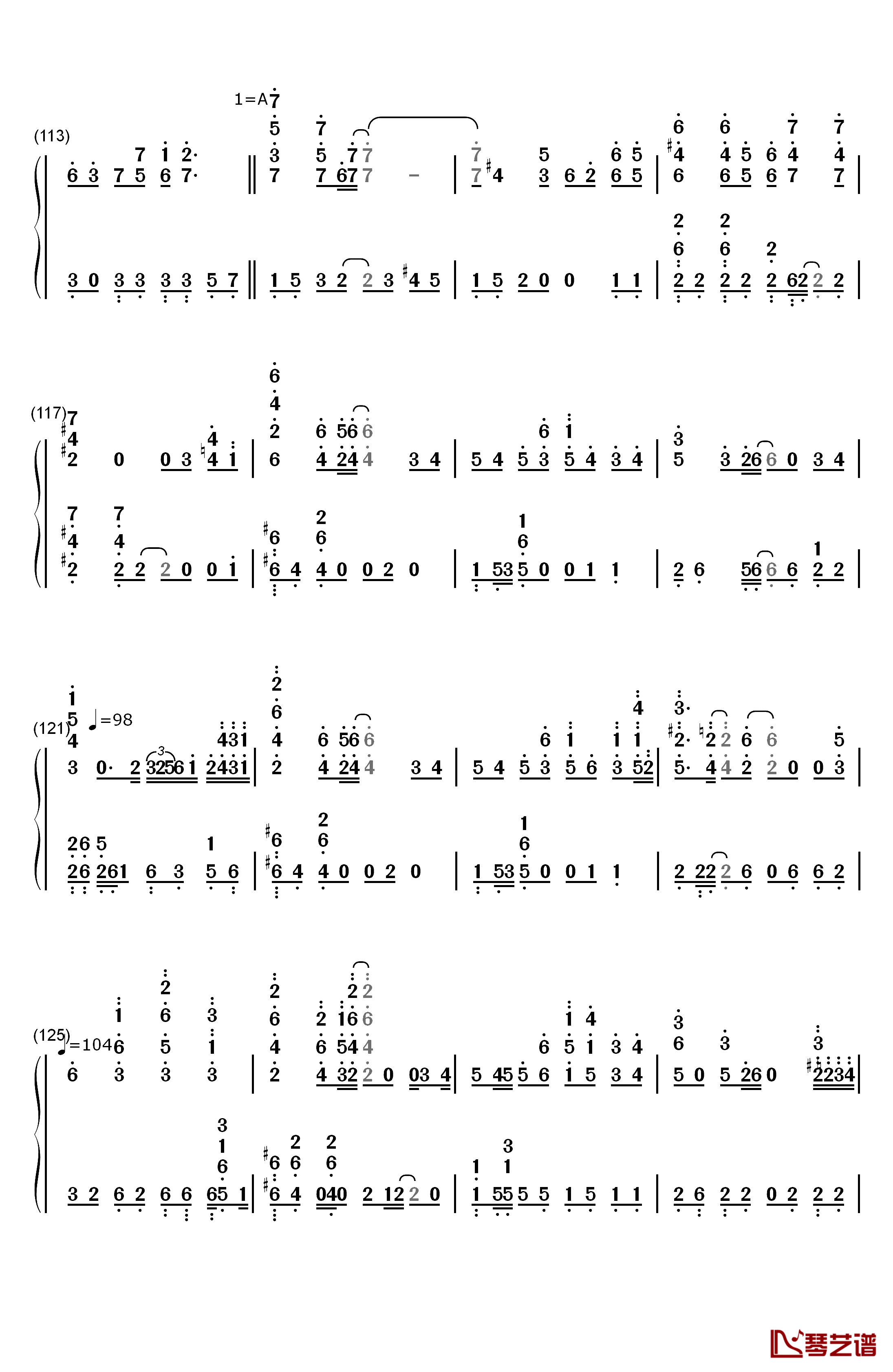 鳥之詩鋼琴簡譜-數字雙手-lia7