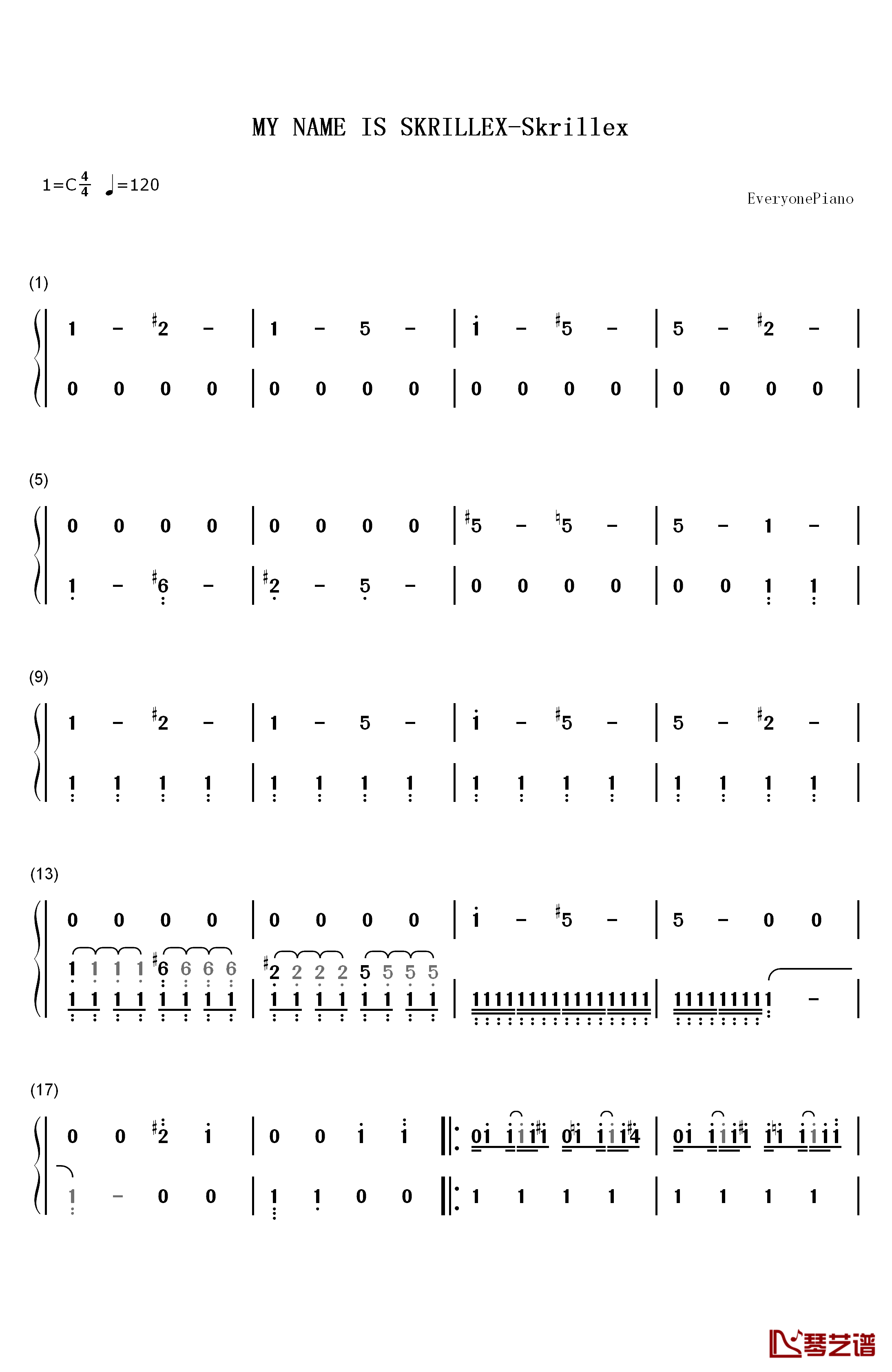 MY NAME IS SKRILLEX钢琴简谱-数字双手-Skrillex1