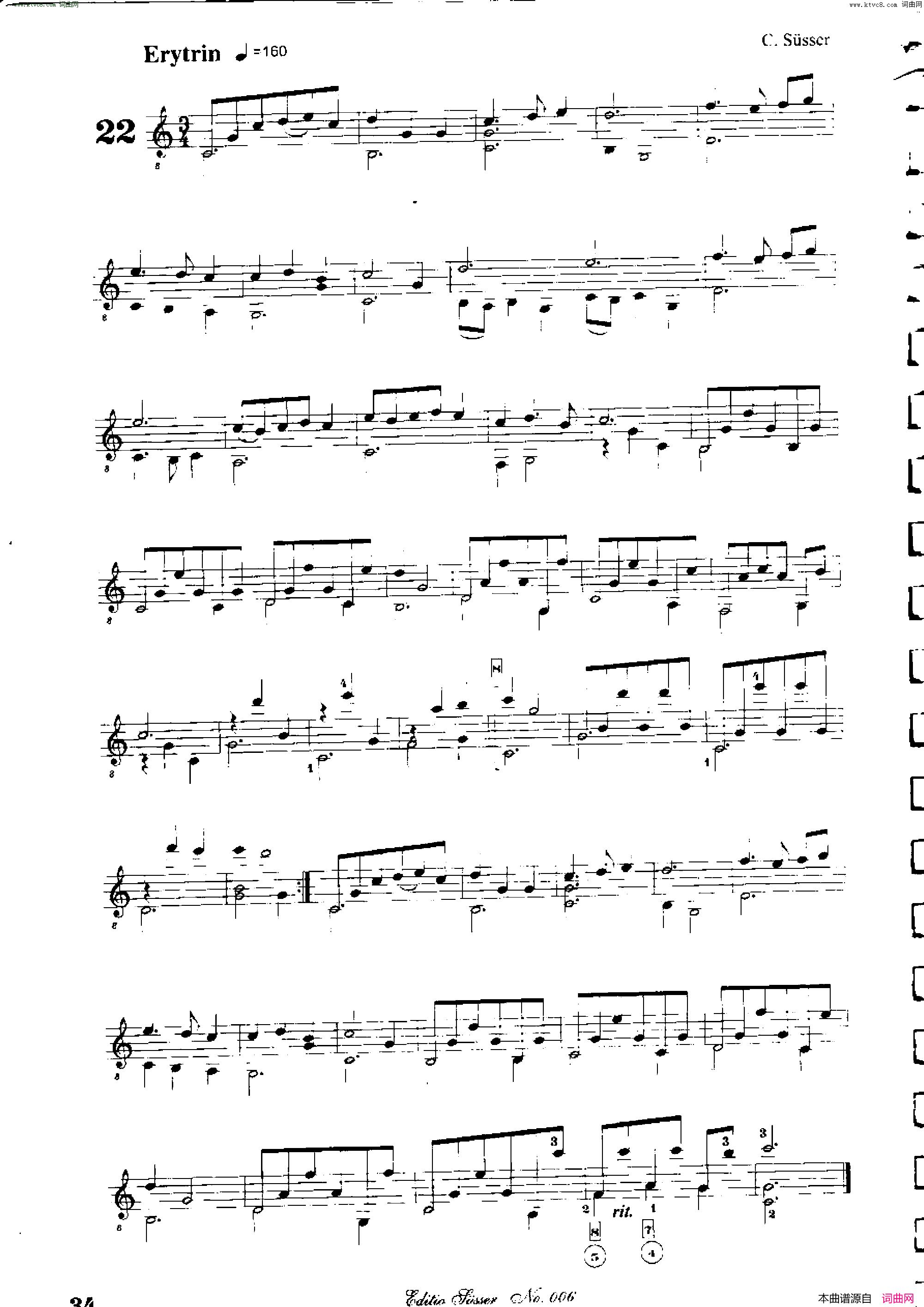 Classical guitar－Susser Ctibor_No 6, Fantazie ze sveta mineralu简谱1
