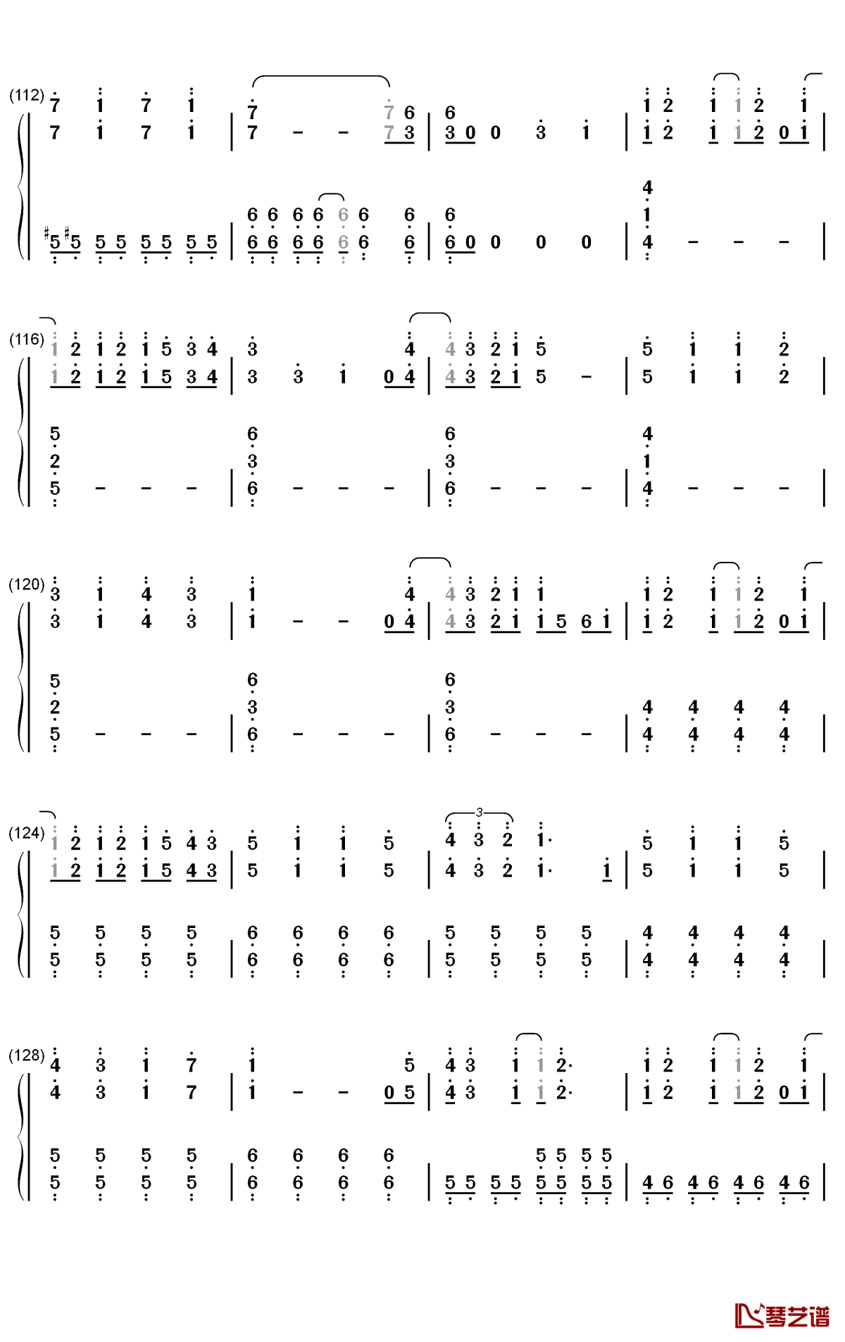 ダダダダ天使钢琴简谱-数字双手-ナナヲアカリ6