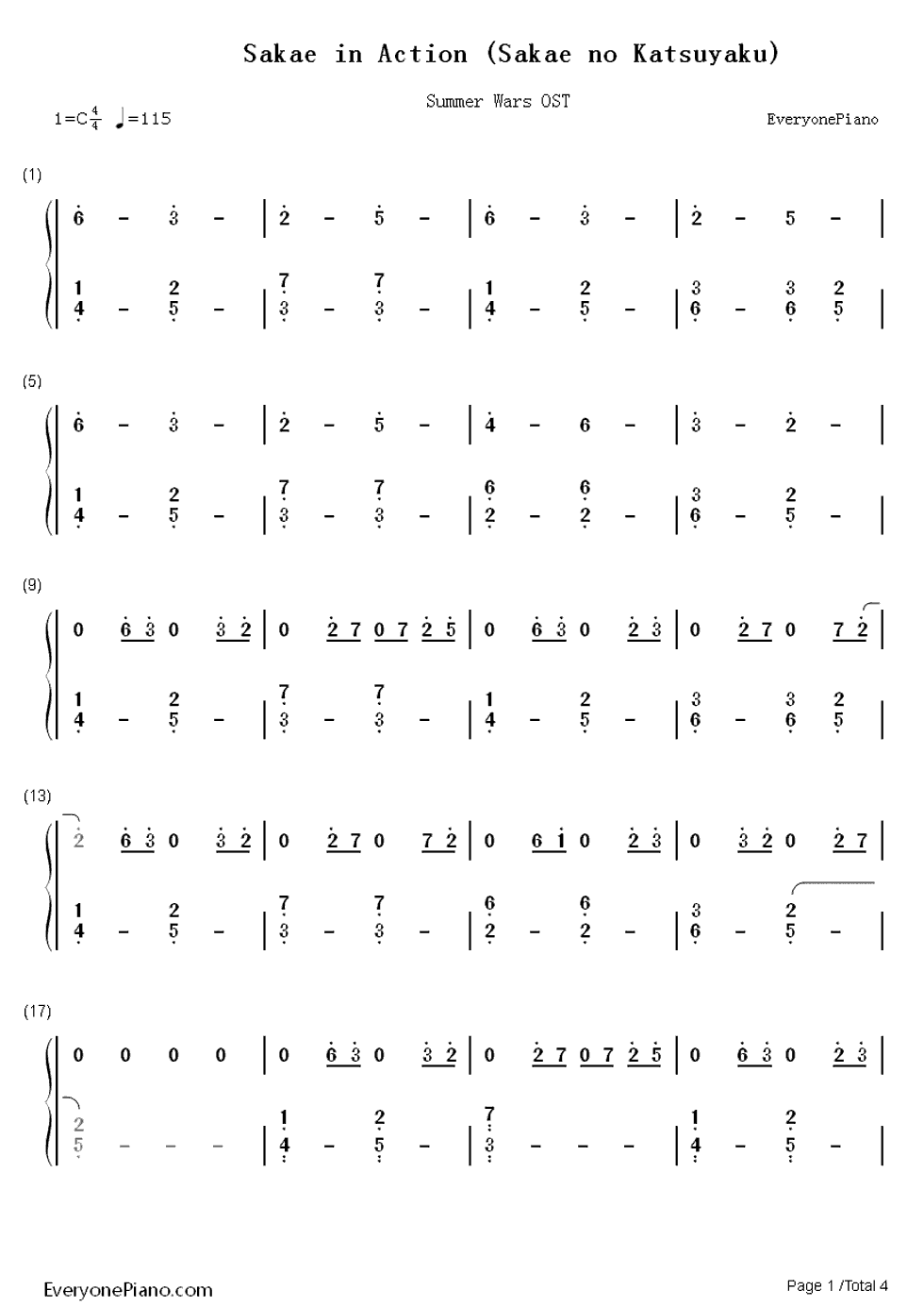 栄の活躍钢琴简谱-数字双手-松本晃彦1