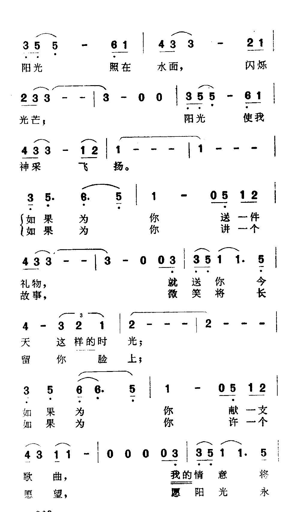 阳光洒在我肩上简谱1