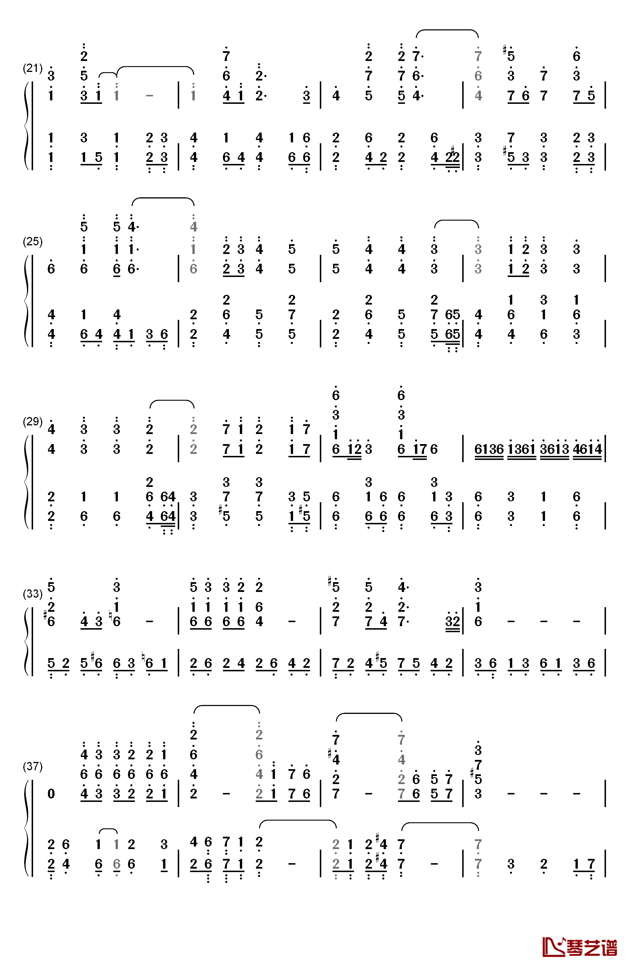 天各一方钢琴简谱-数字双手-刘德华2