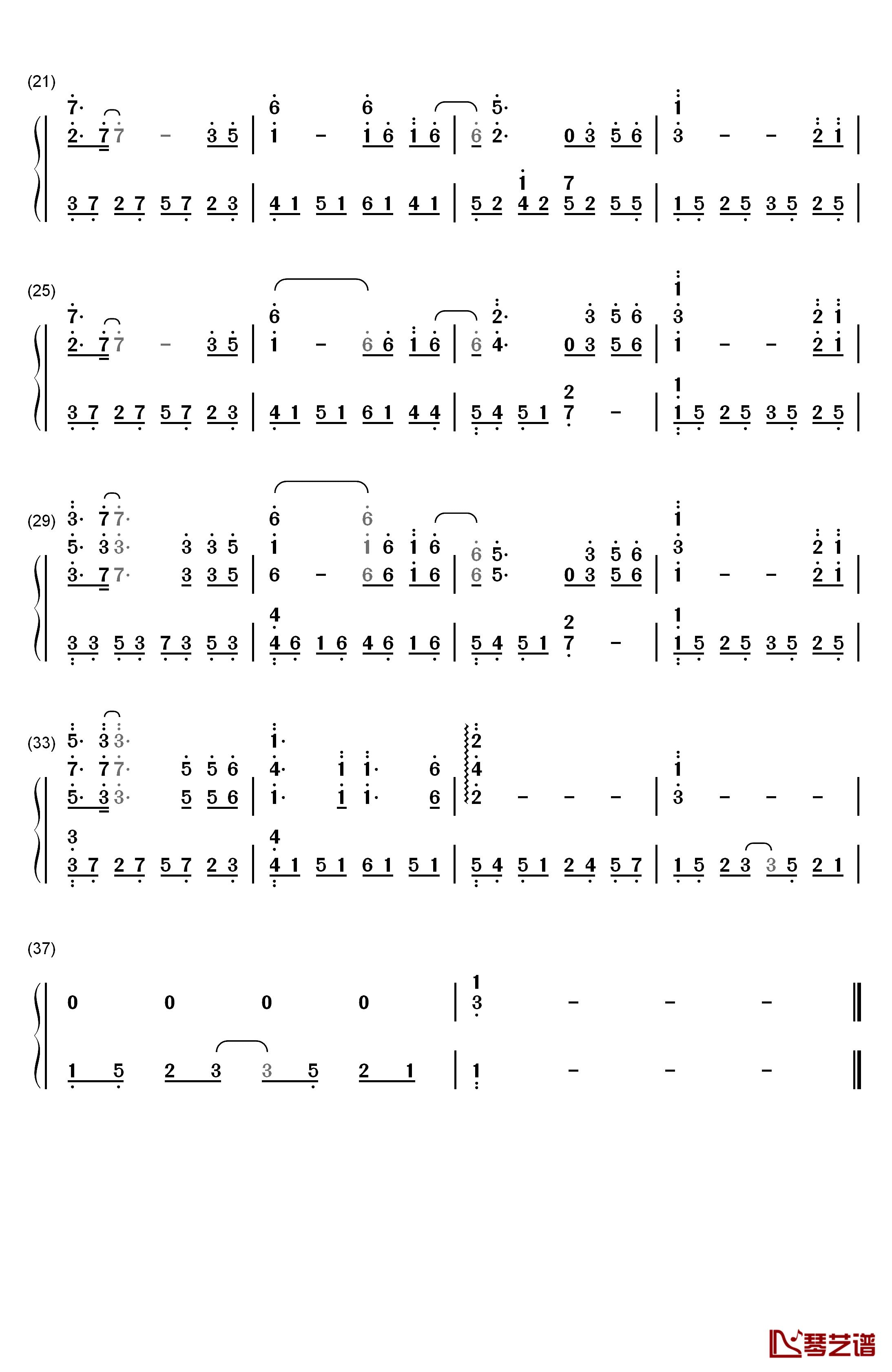 在这个世界相遇钢琴简谱-数字双手-陈奕迅2