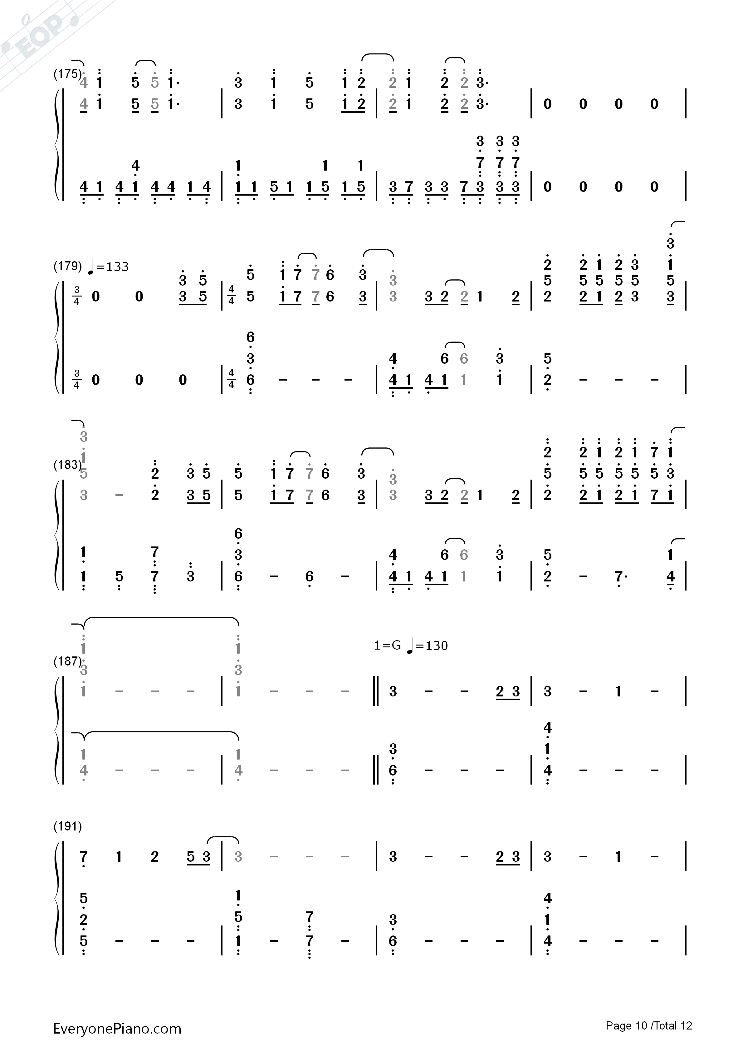 終わりの世界から钢琴简谱-麻枝准  やなぎなぎ演唱10