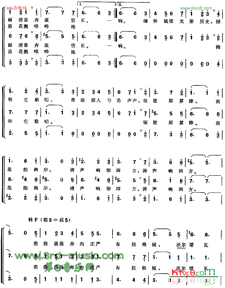 沃尔塔瓦河[合唱曲谱]简谱1