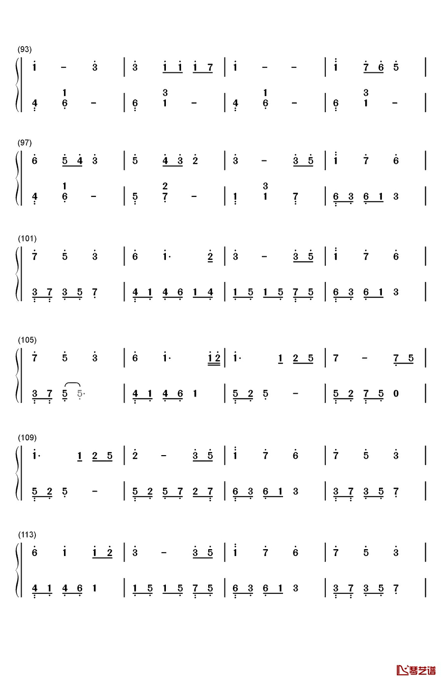 微笑的弧度钢琴简谱-数字双手-何真真5