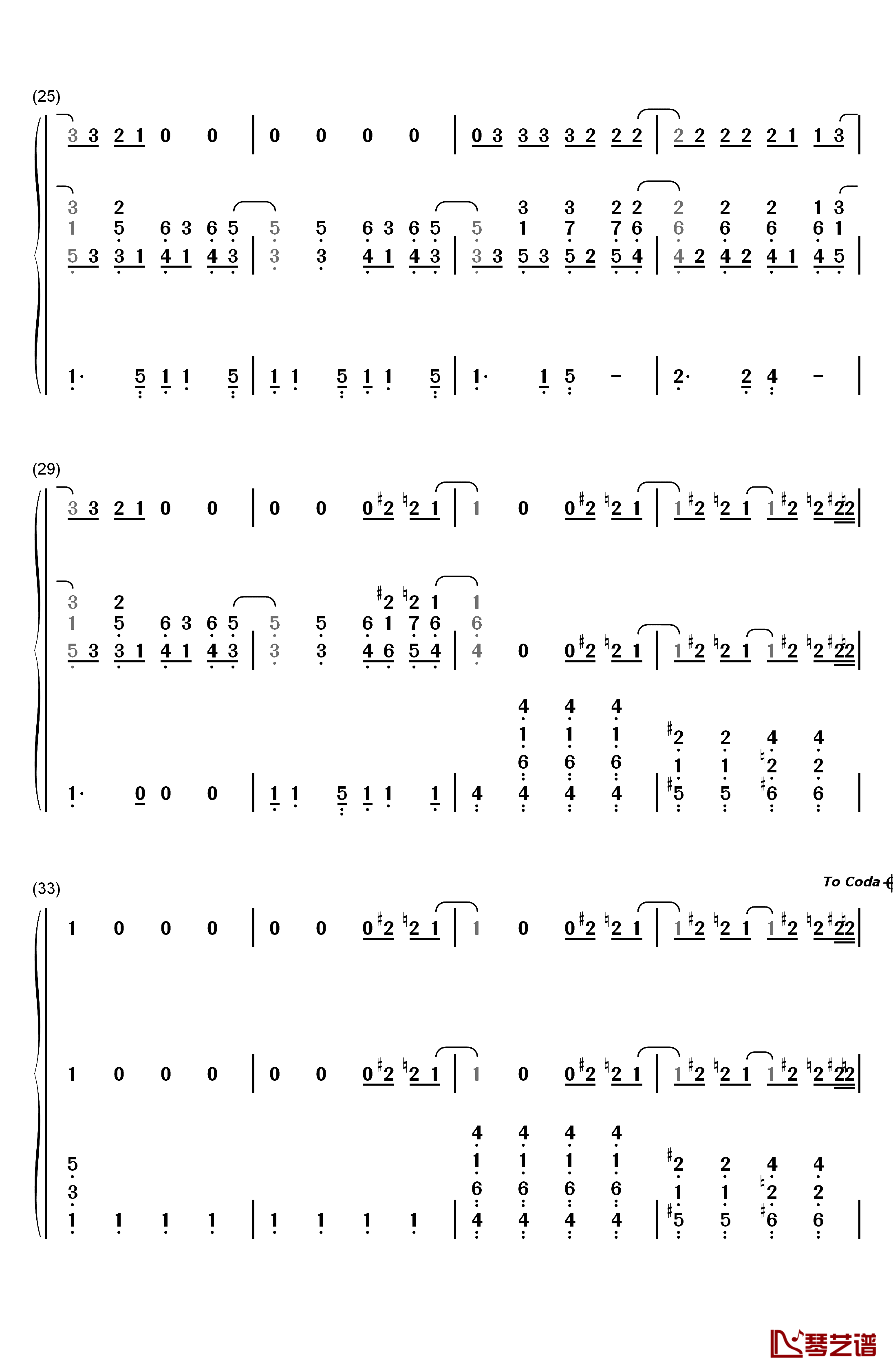 SOS钢琴简谱-数字双手-Cher3