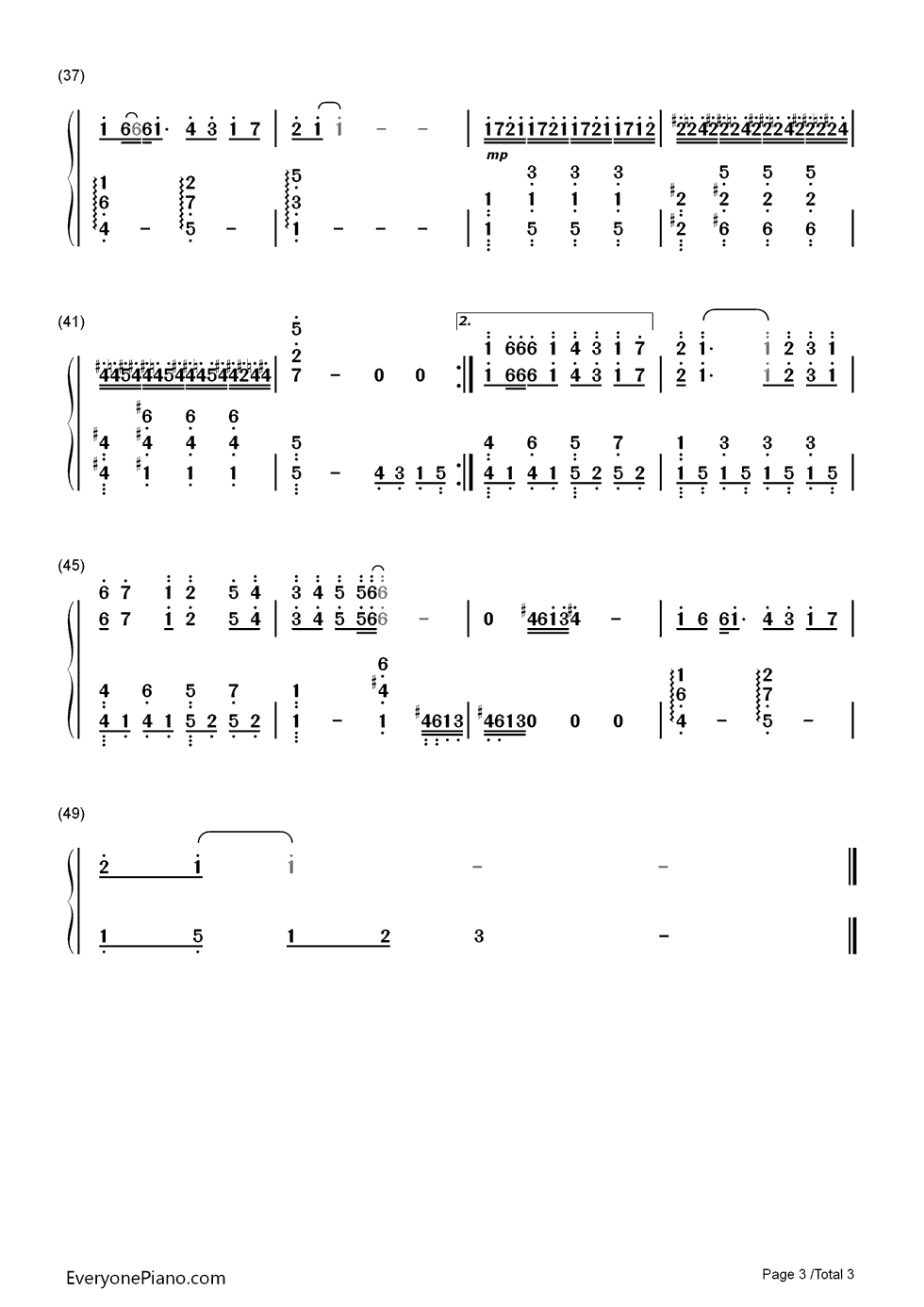 你对我的好钢琴简谱-数字双手-伊能静3