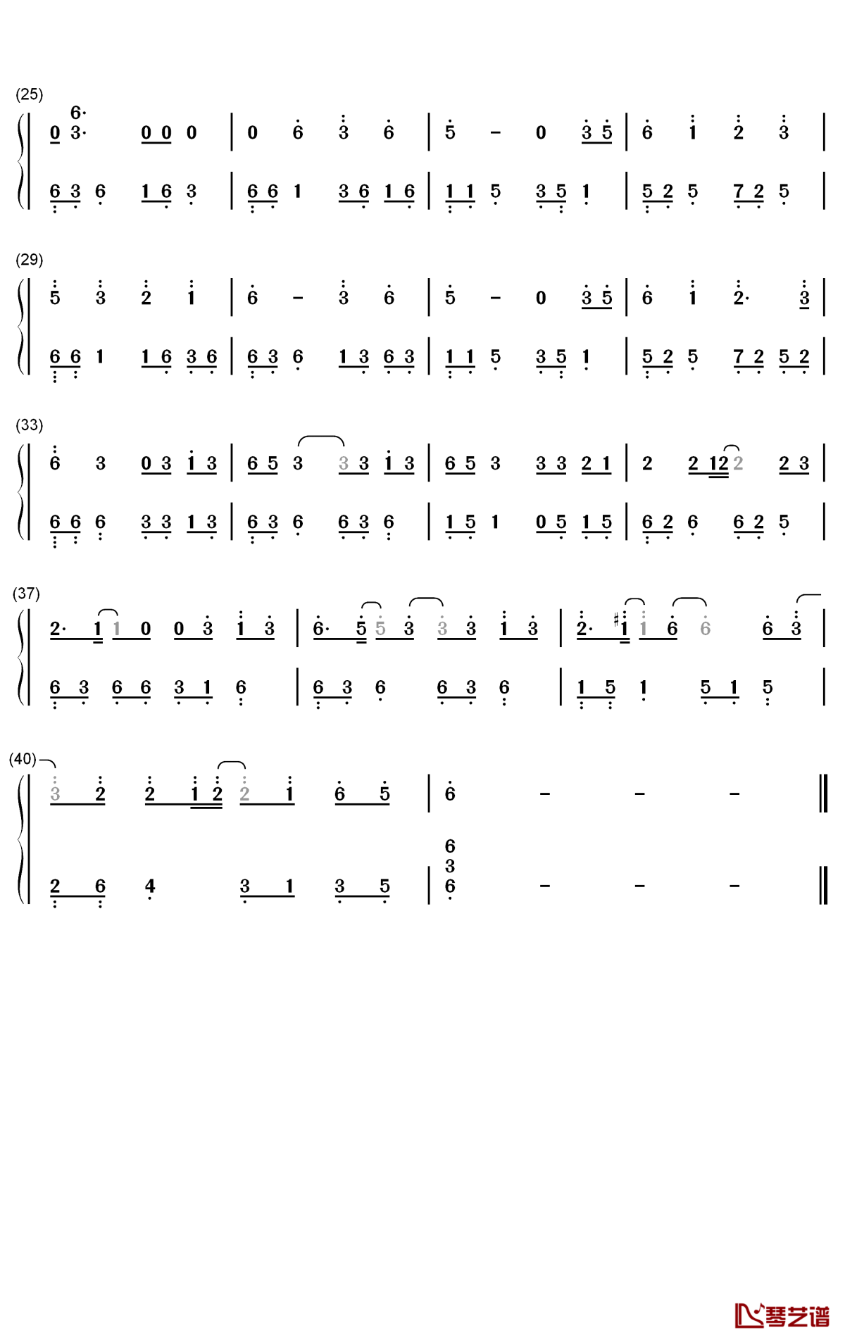 狐言钢琴简谱-数字双手-河图 洛天依2