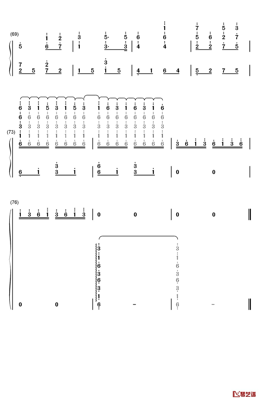 让我们荡起双浆钢琴简谱-数字双手-刘炽5