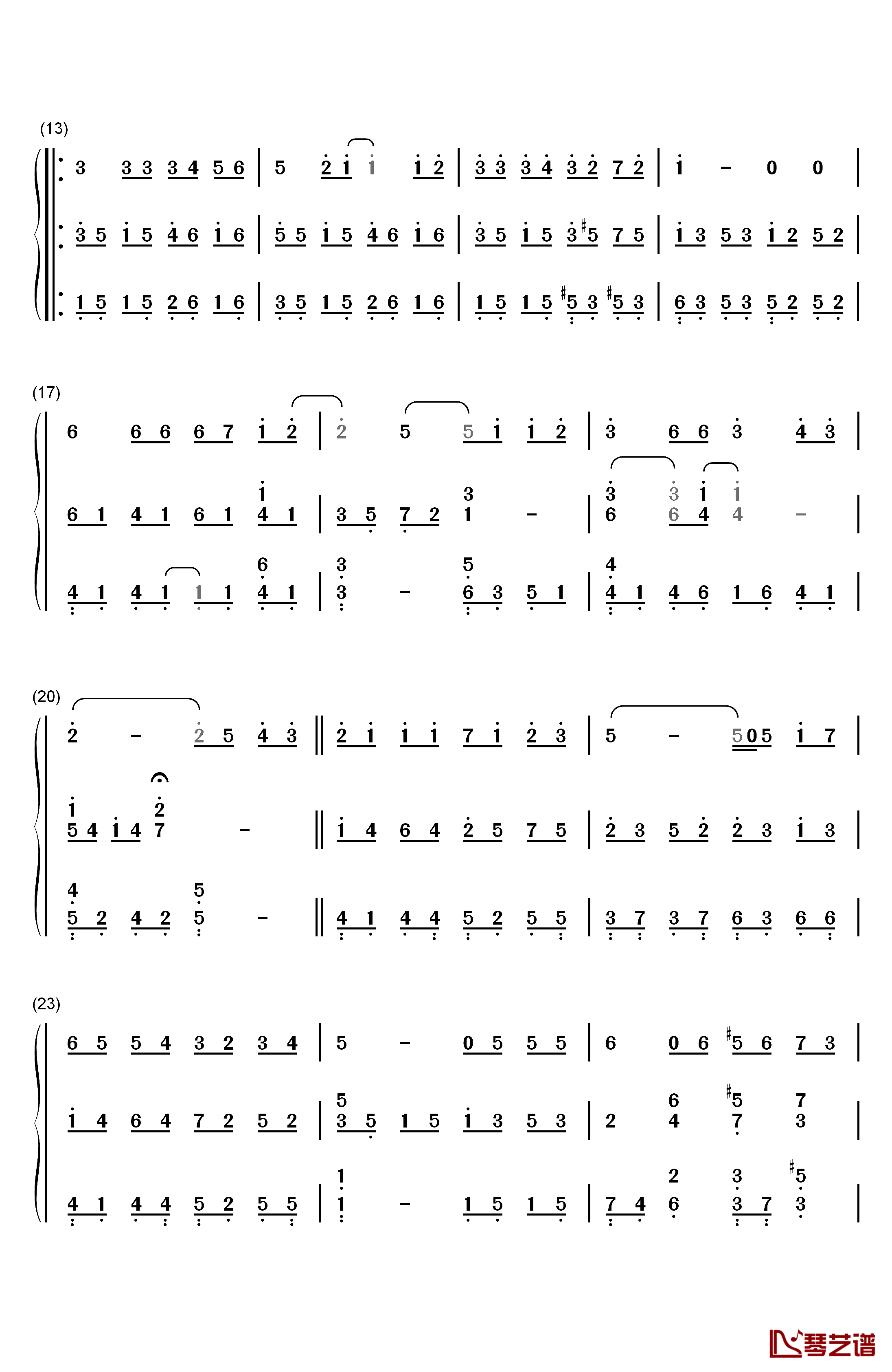 彩虹伴奏版钢琴简谱-数字双手-周杰伦2