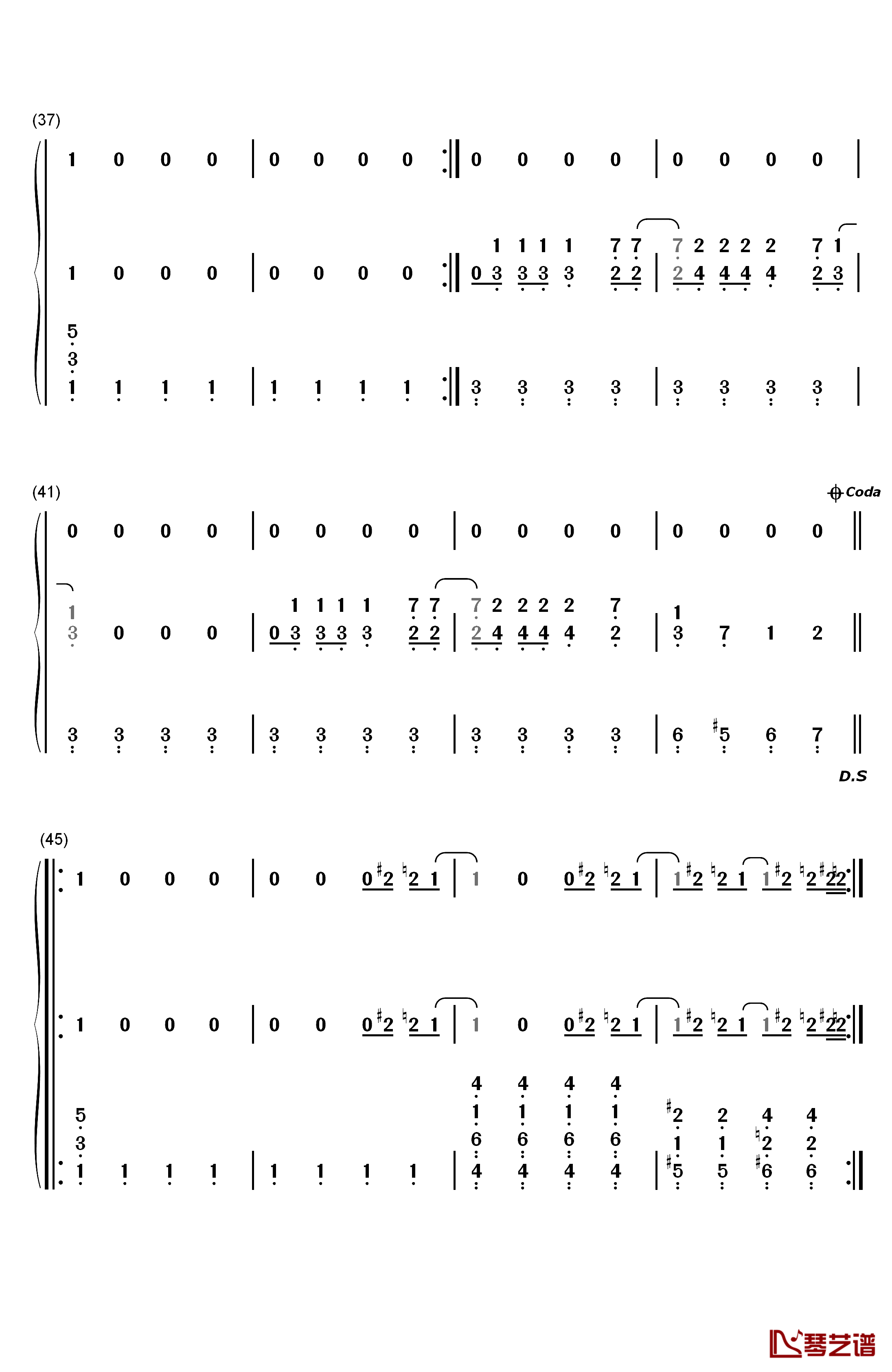 SOS钢琴简谱-数字双手-Cher4