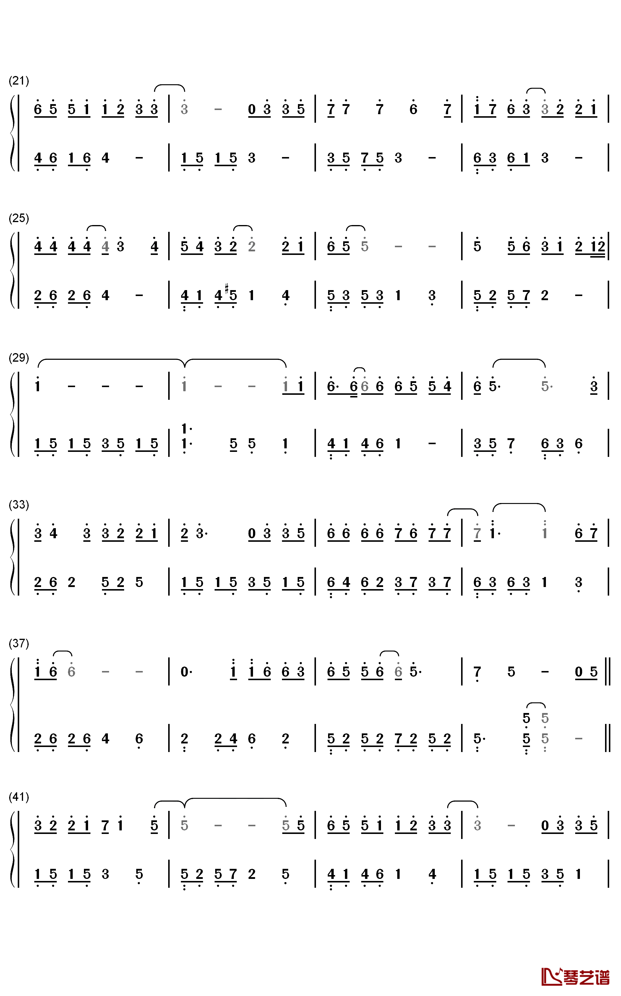 这种感觉就是爱钢琴简谱-数字双手-曾之乔2